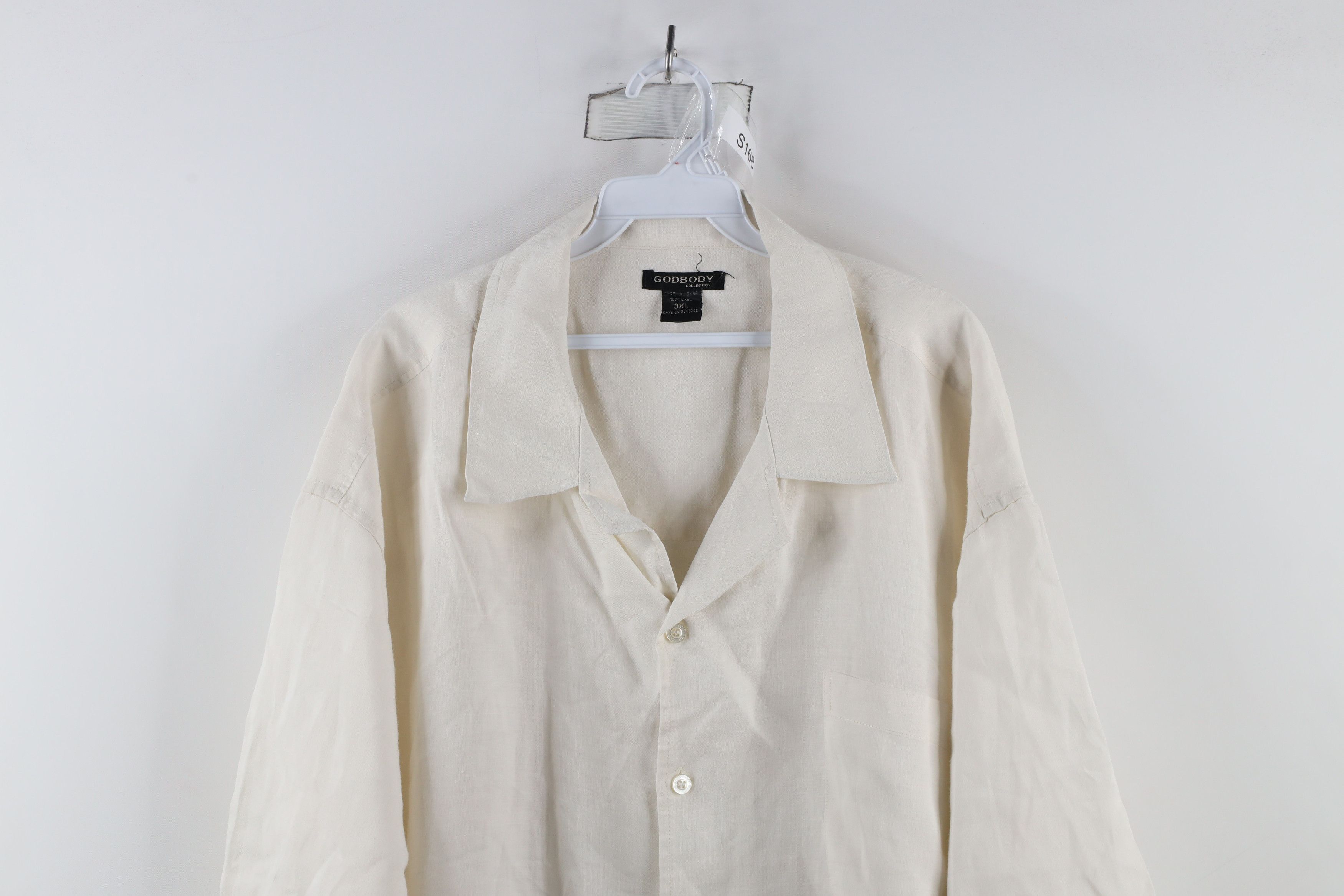 Vintage Vintage 90s Streetwear Linen Camp Collar Button Shirt Cream Size US XXL / EU 58 / 5 - 2 Thumbnail