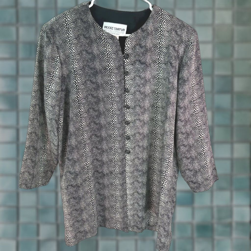 Vintage Brooke Chapman Womens Snakeskin Basic Jacket 3/4 Sleeve Lined Black Size 18 (Plus) Mens? Size XXL / US 16-18 / IT 52-54 - 1 Thumbnail