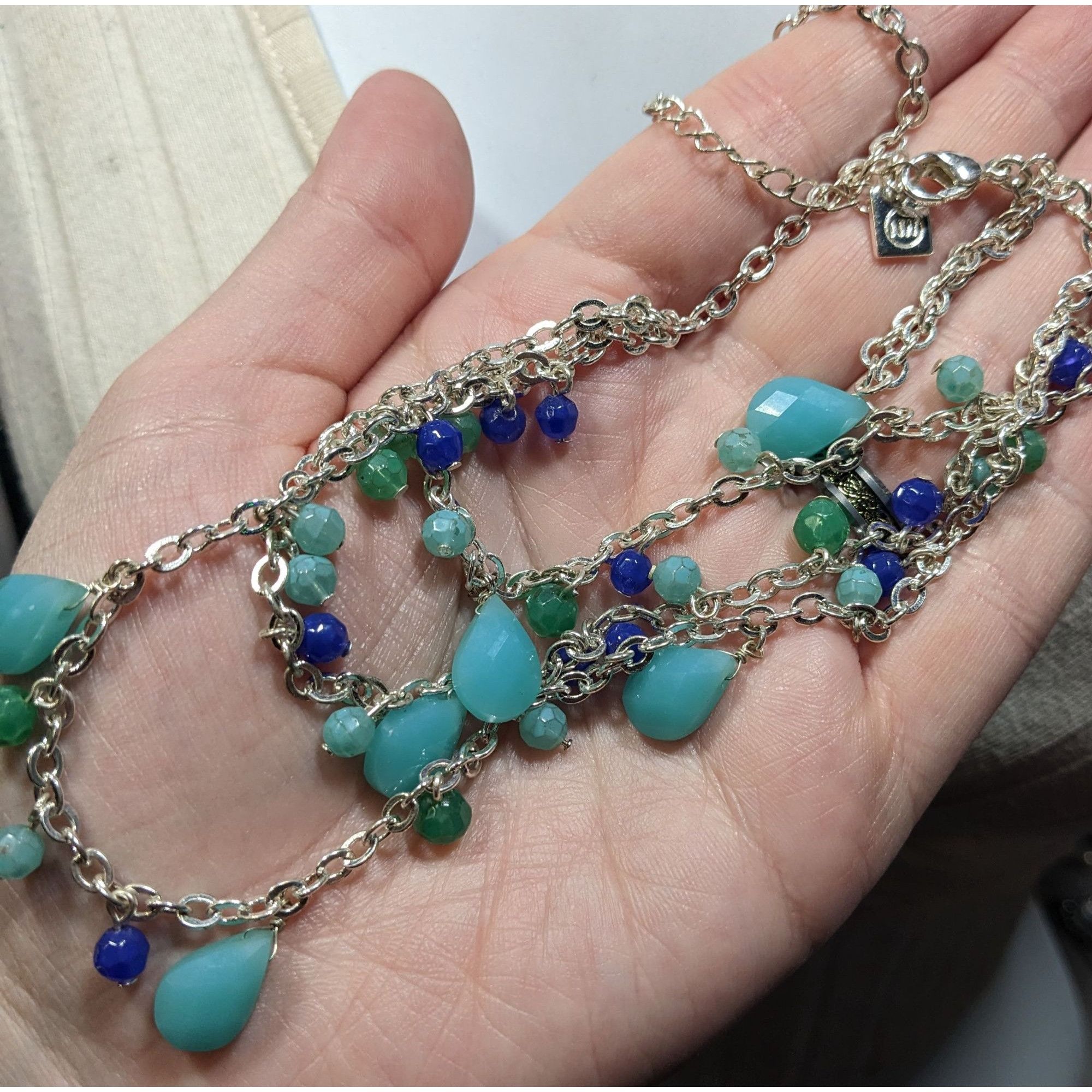 Nine West Nine West Layered Blue Beaded Fringe Necklace Size ONE SIZE - 3 Thumbnail