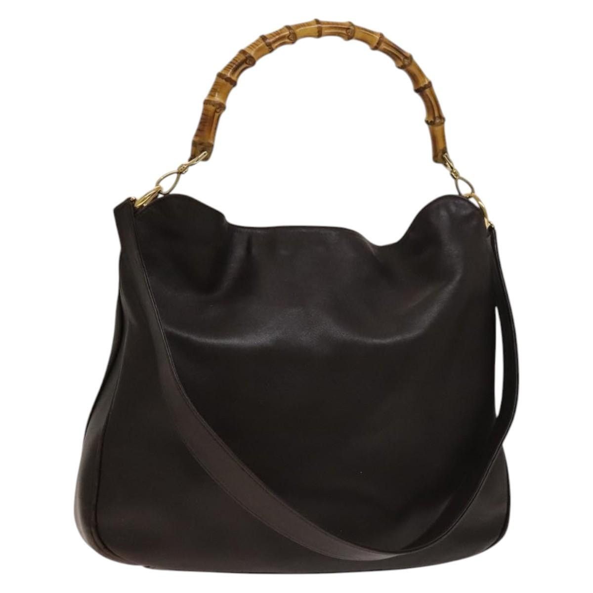 Gucci GUCCI Bamboo Shoulder Bag Leather Brown Gold Size ONE SIZE - 1 Thumbnail