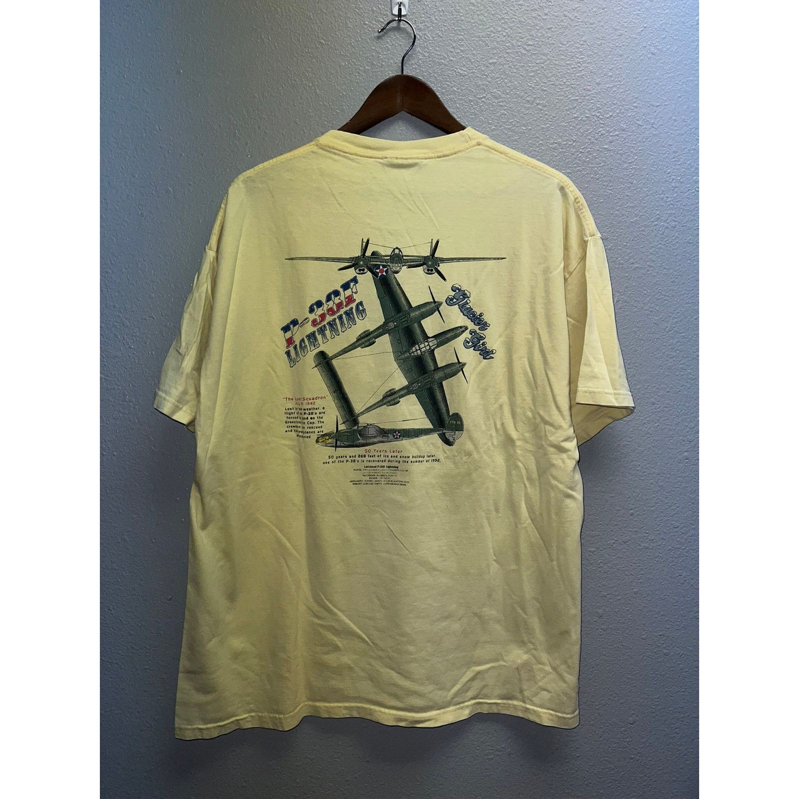 Hanes Vintage P-38F Lightning Shirt Glacier Girl The Lost Squadron Size US XL / EU 56 / 4 - 6 Thumbnail