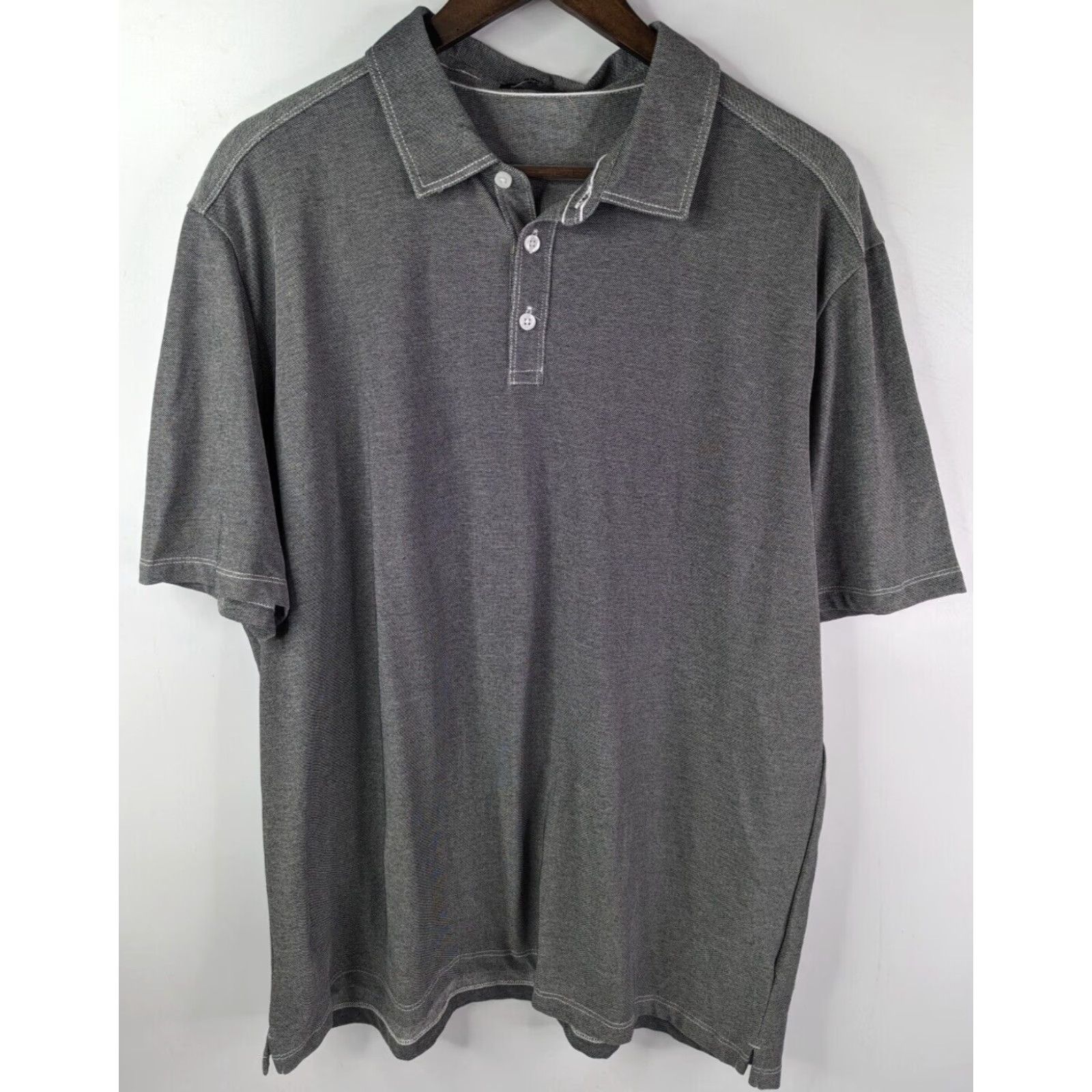 Vintage Robert Barakett Polo Shirt Men's 2XL Grey Short Sleeve Casual Polo Shirt Regular Fit Chest 41 in Cotton Polyester Solid Beach, Golf, Walking Mens Size US XXL / EU 58 / 5 - 2 Thumbnail