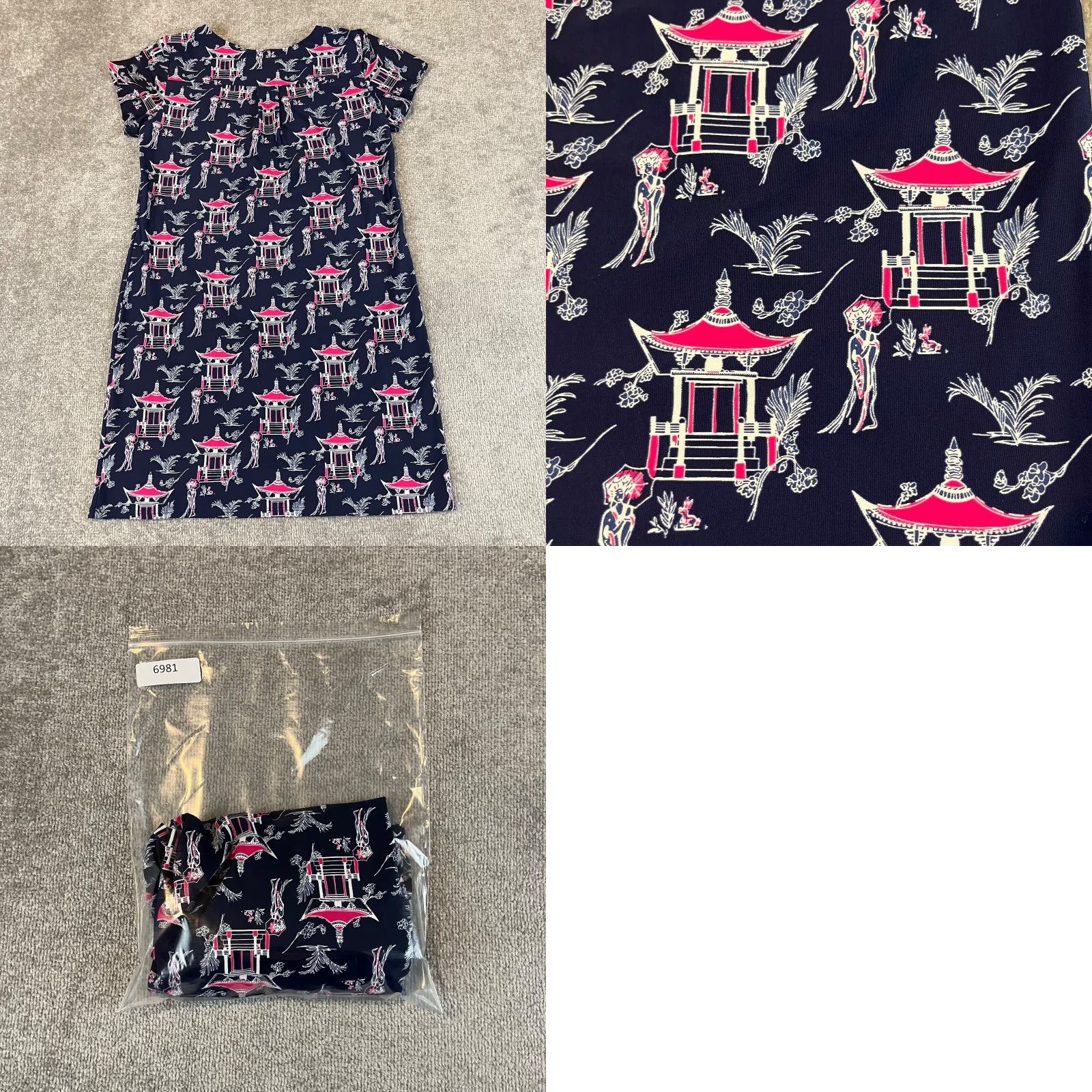 Vintage JUDE CONNALLY Top Women XS Ella Pagoda Toile Navy Asian 32" Micro Dress Crewneck Size XS / US 0-2 / IT 36-38 - 8 Thumbnail