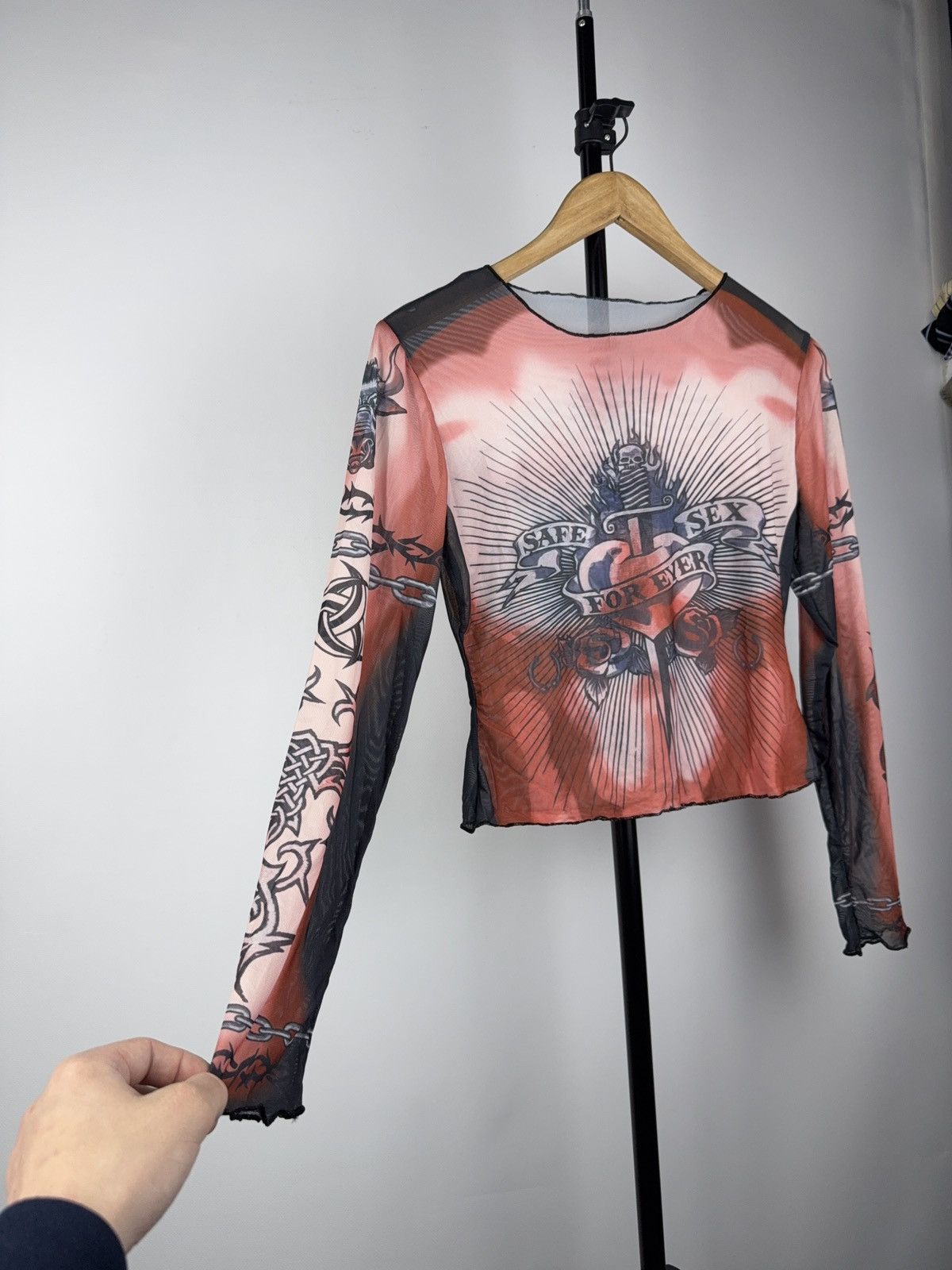 Designer × Japanese Brand STYLE ❗️Save The Queen Jean Paul Gaultier Mesh Top Blouses Size M / US 6-8 / IT 42-44 - 3 Thumbnail