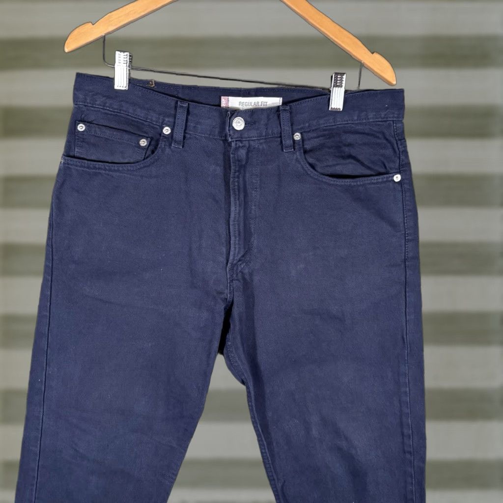 Levi's VINTAGE Levi's 505 Jeans Men's 34x32 Solid Dark Blue Regular Fit 90s USA Made Jeans Size US 34 / EU 50 - 1 Thumbnail