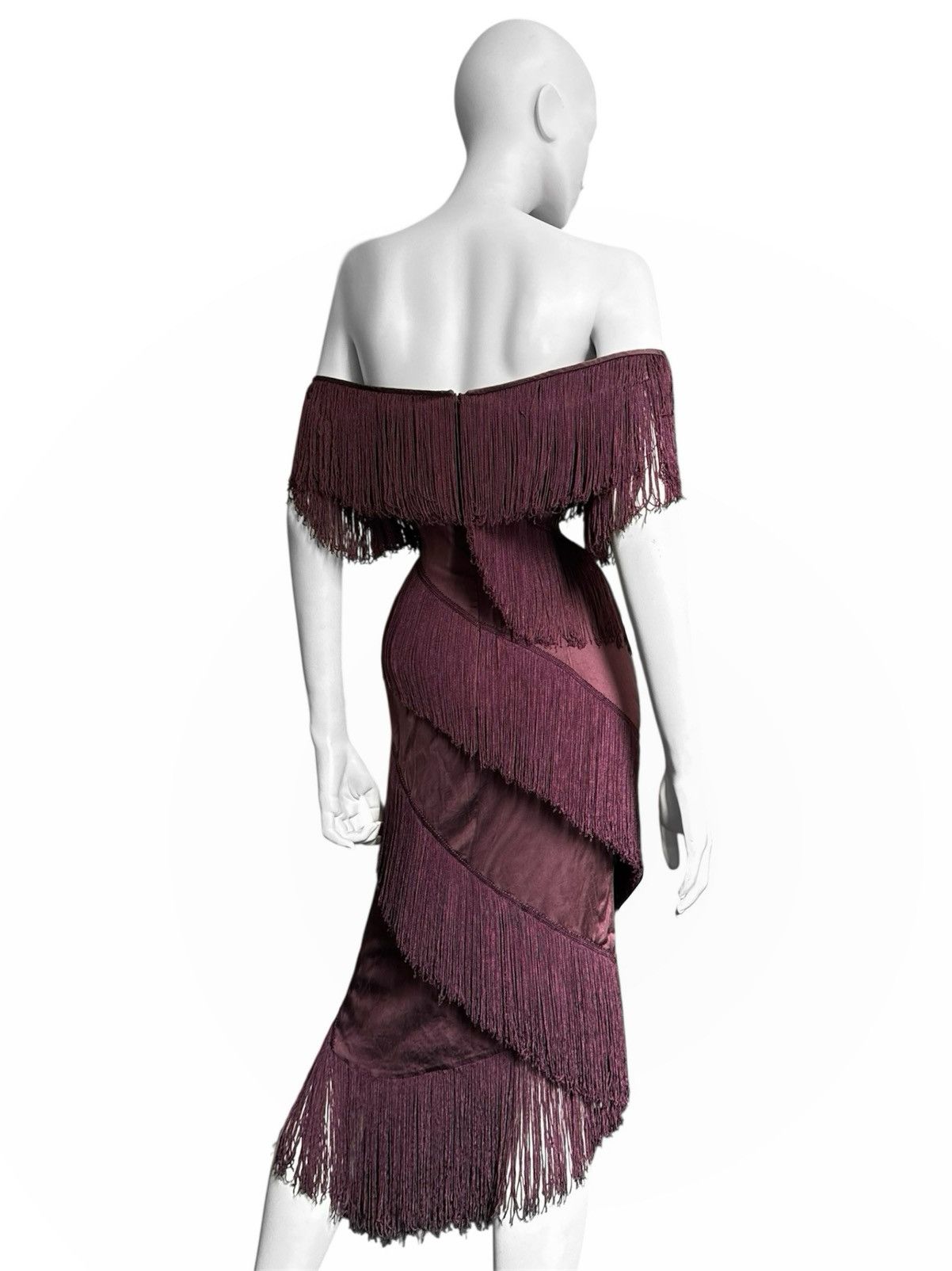 Dolce & Gabbana Runway Dolce and Gabbana Bordeaux Silk Fringe Dress Size M / US 6-8 / IT 42-44 - 2 Thumbnail