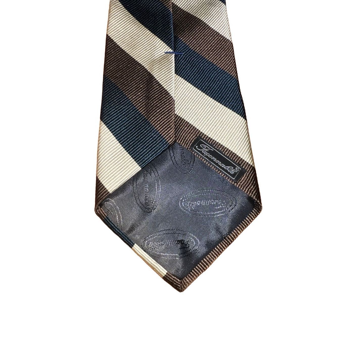 Faconnable Faconnable Brown, Tan, & Black Striped Handmade in France Ne Size ONE SIZE - 2 Thumbnail
