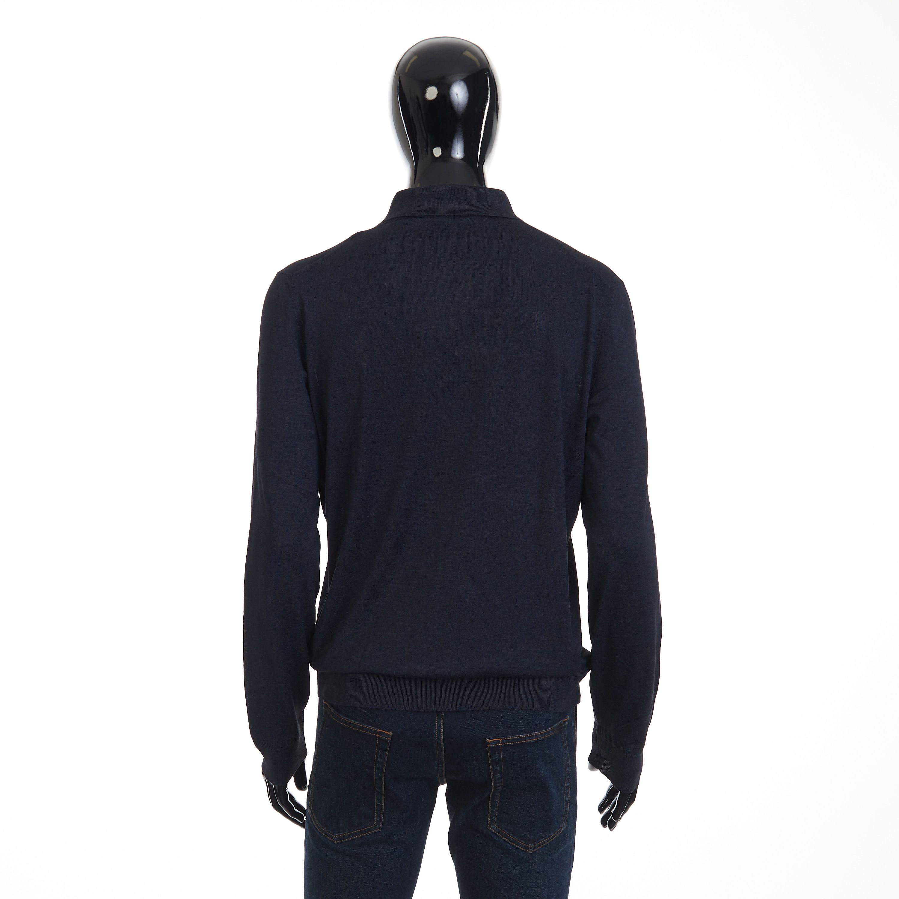 Navy Blue Longsleeve Polo Shirt - 3btn, Eagle Head Accessory