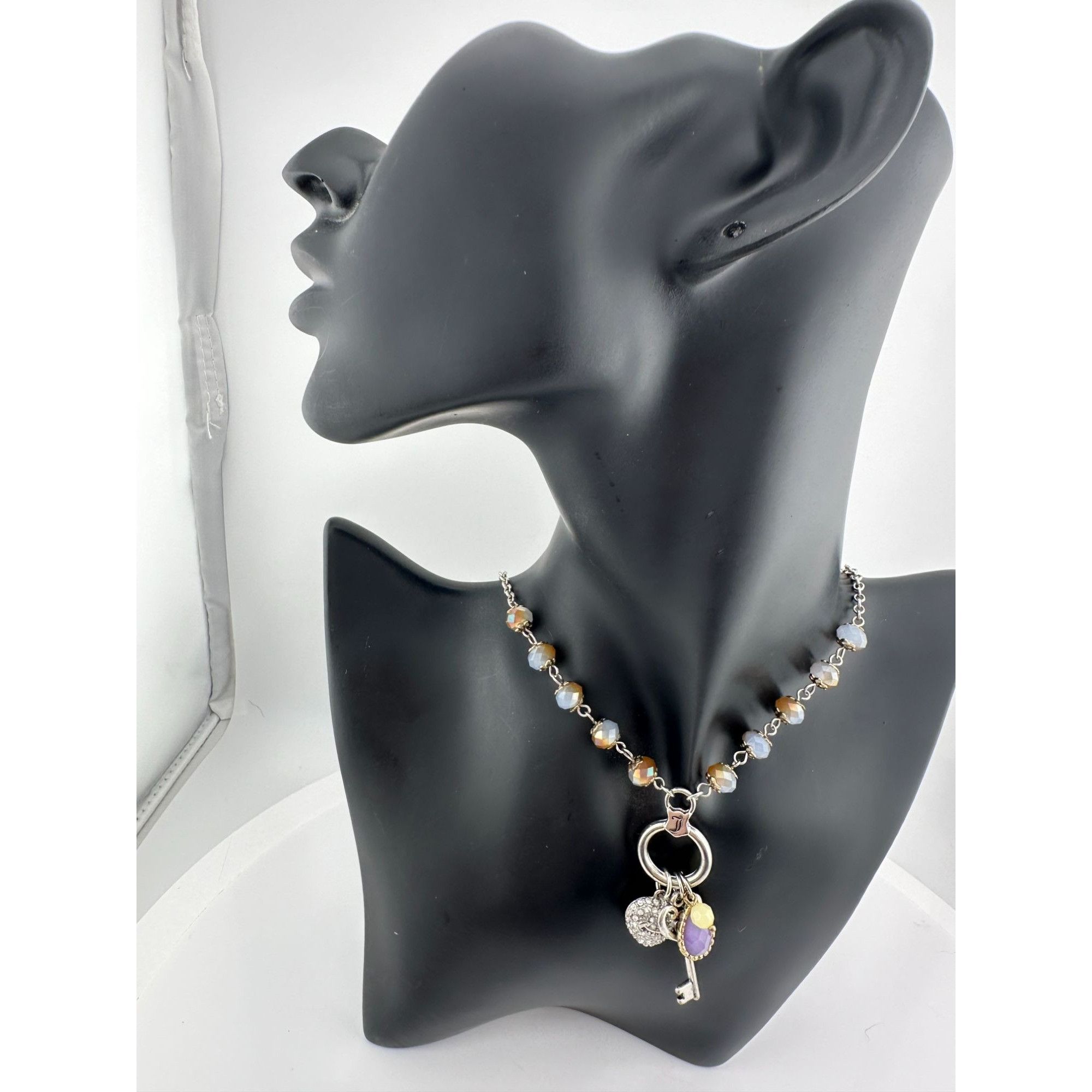 Juicy Couture Juicy Couture Charm Necklace Heart, Key and Gemstone on Ring Size ONE SIZE - 3 Thumbnail