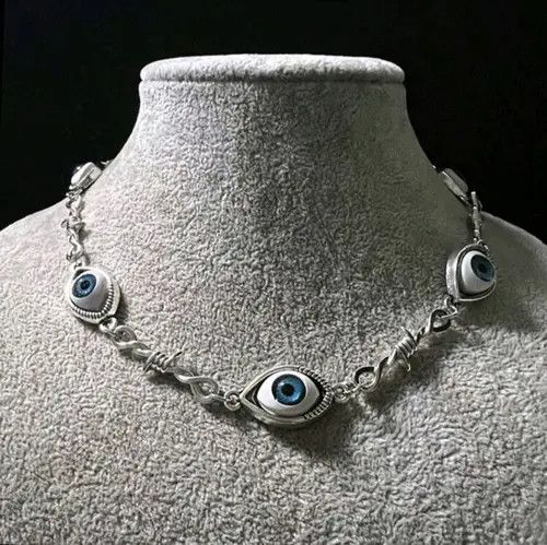 Japanese Brand Blue Eyes Necklace Allien Eyes Small Iron Wired Thorn Size ONE SIZE - 5 Thumbnail