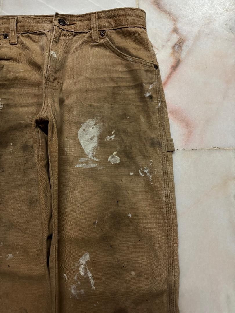 Dickies 💥CRAZY💥VTG DICKIES INSANE THRASHED DUCK WORKWEAR CARPENTER Size US 29 - 6 Thumbnail