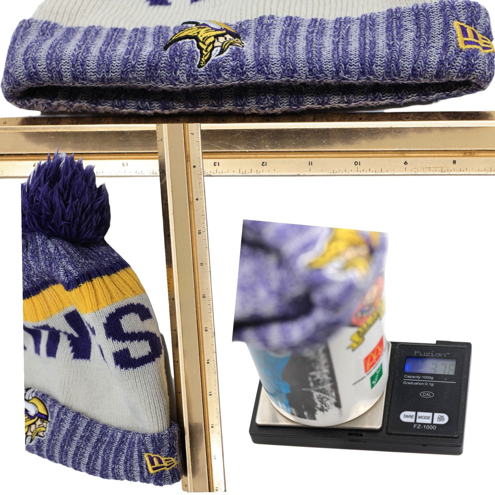 NFL × New Era Minnesota Vikings New Era NFL Winter Pom Cuffed Beanie Hat Size ONE SIZE - 8 Thumbnail