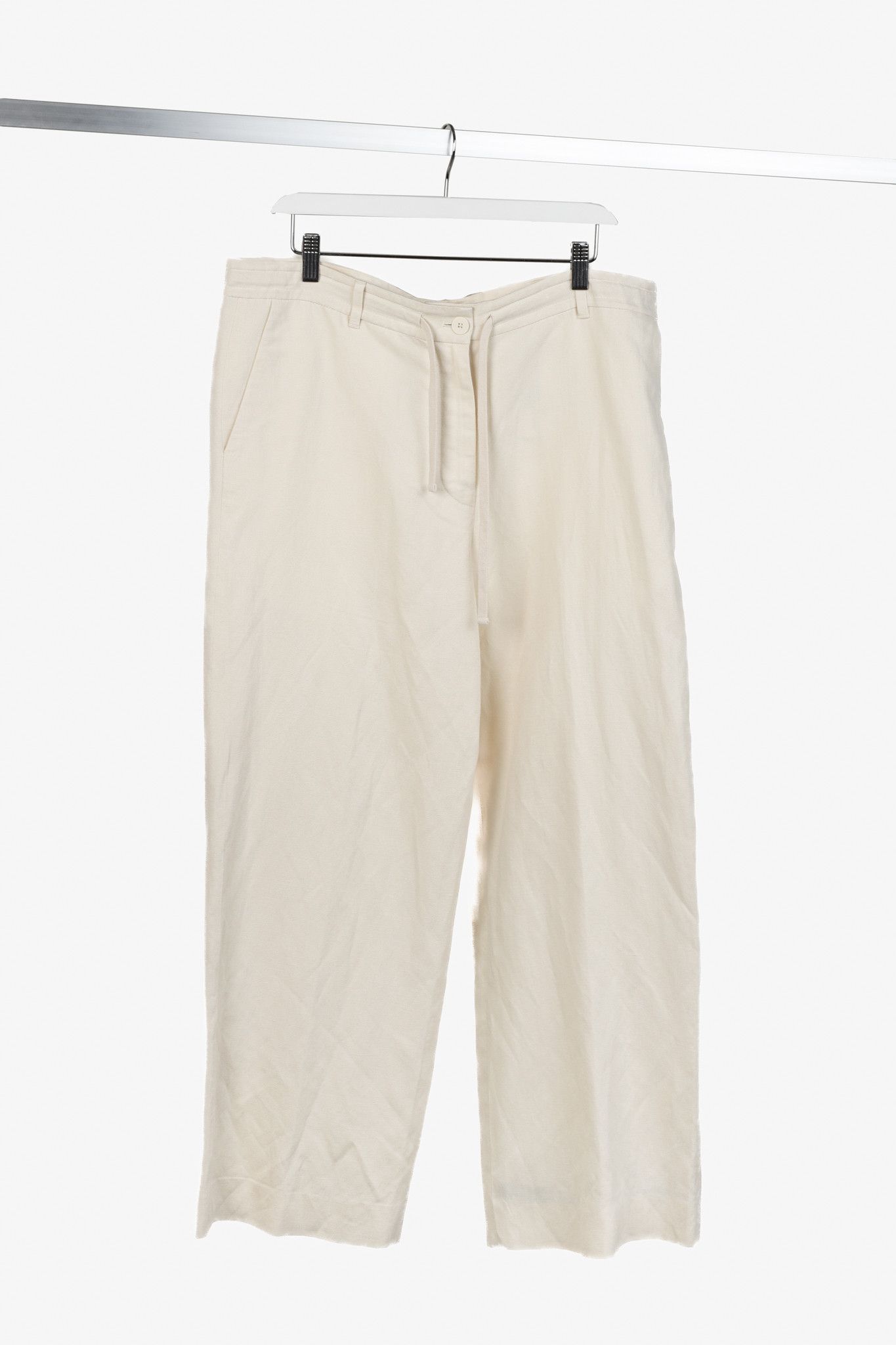 The Row The Row Beige Silk Linen Drawstring Pants Size 37" - 1 Thumbnail