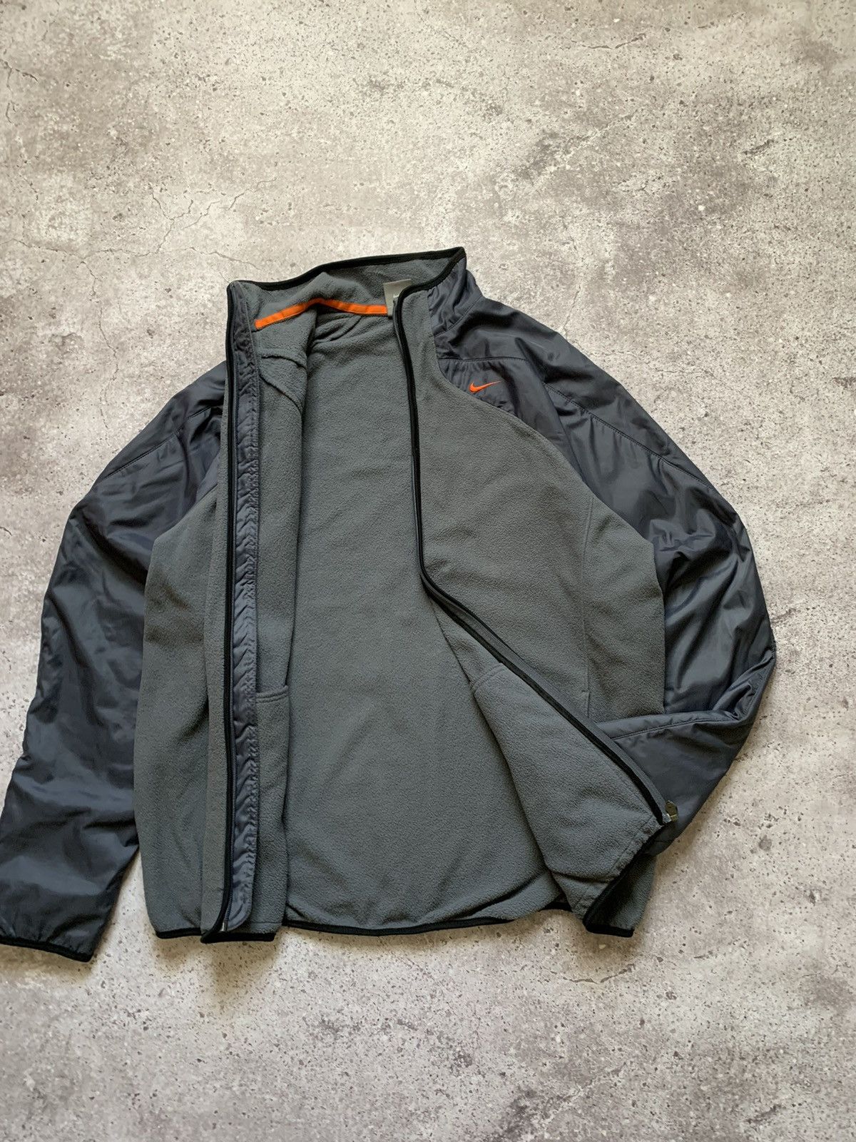 Nike Vintage Nike Fleece Nylon Sleeve Zip Orange Swoosh Size US XL / EU 56 / 4 - 7 Thumbnail