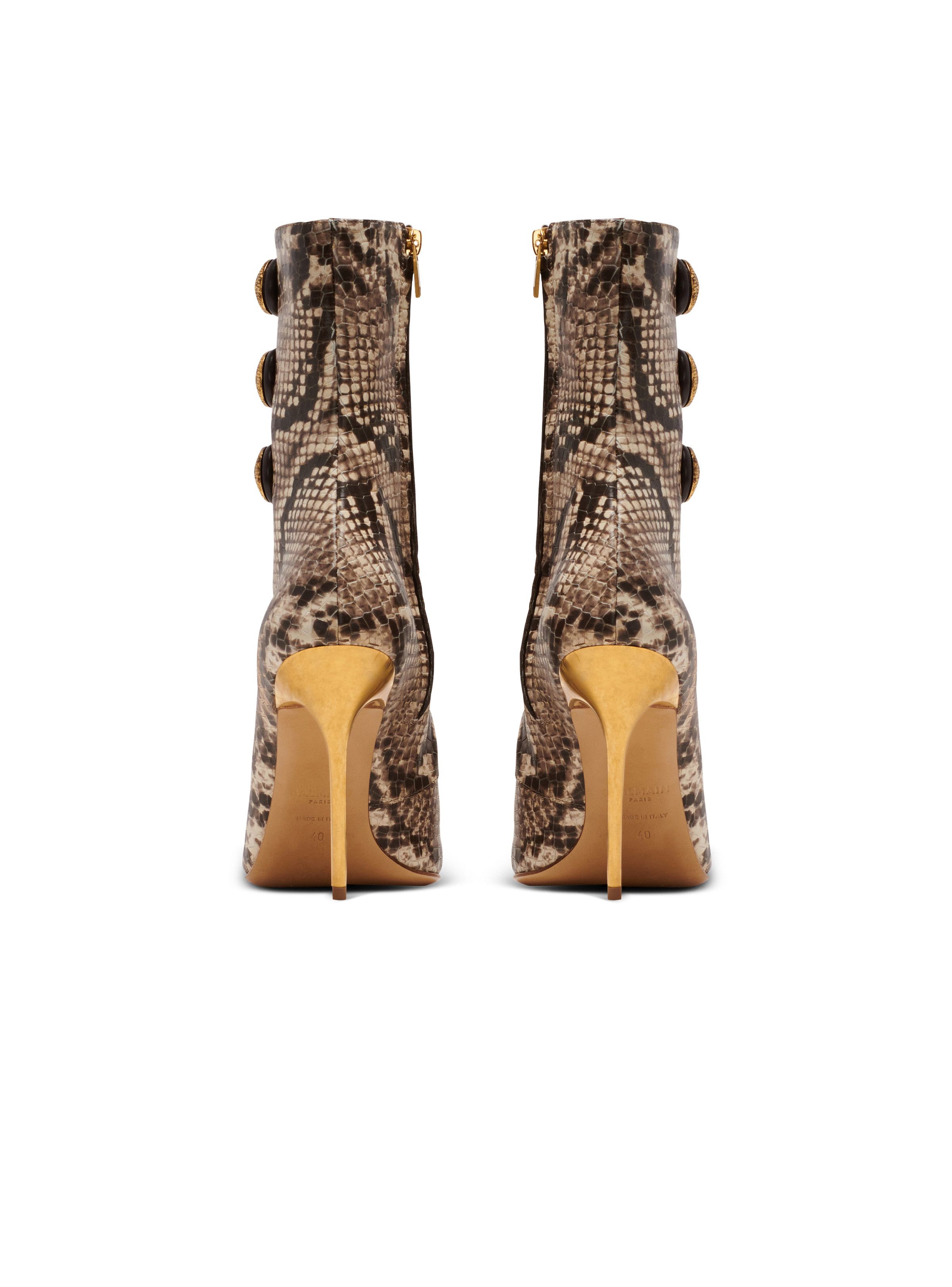 Balmain o1s1wg110925 Alma 95mm Snakeskin Effect Boots in Beige/Brown Size US 8 / IT 38 - 5 Thumbnail