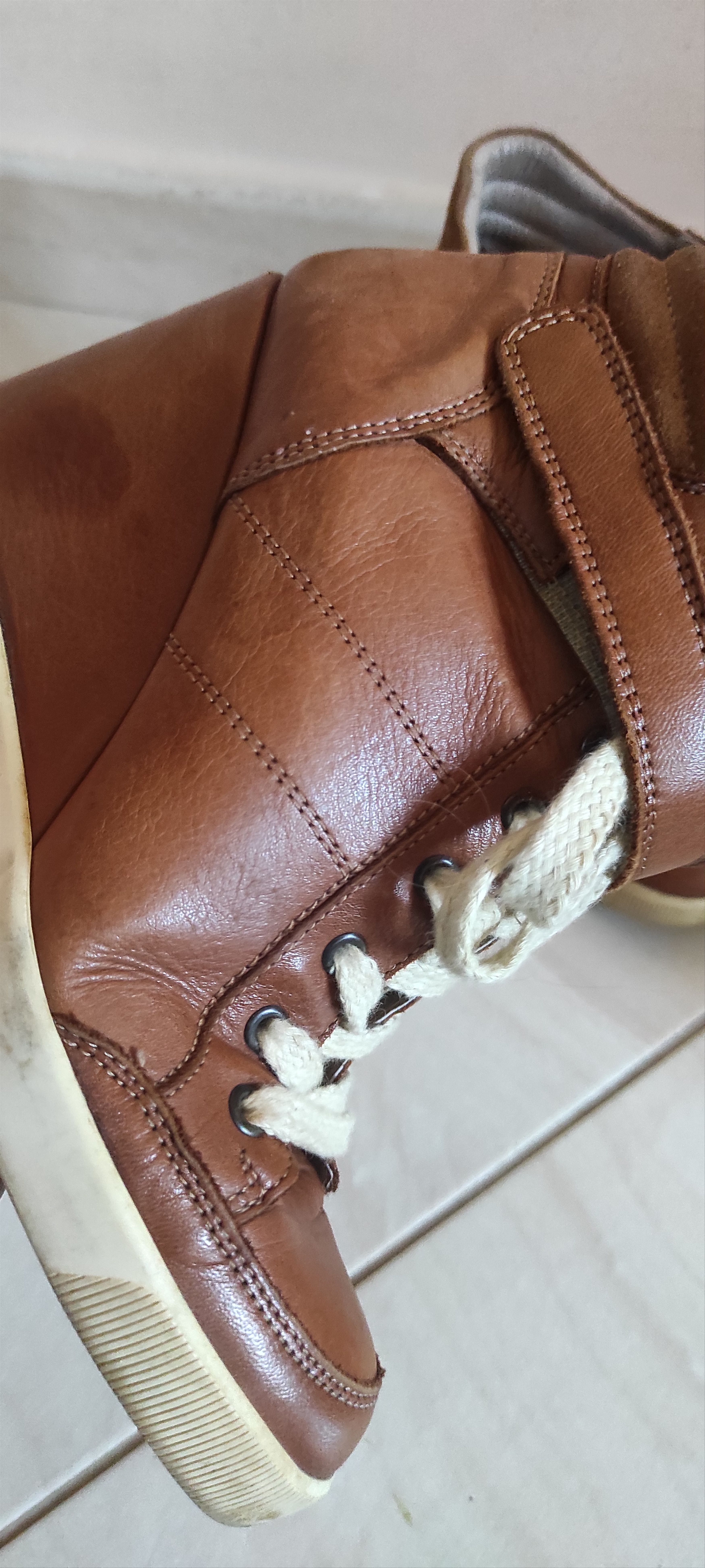 Buffalo London × Leather Buffalo London Brown leather Bull Boxer Wedge Ankle Boots Size US 7 / IT 37 - 9 Thumbnail