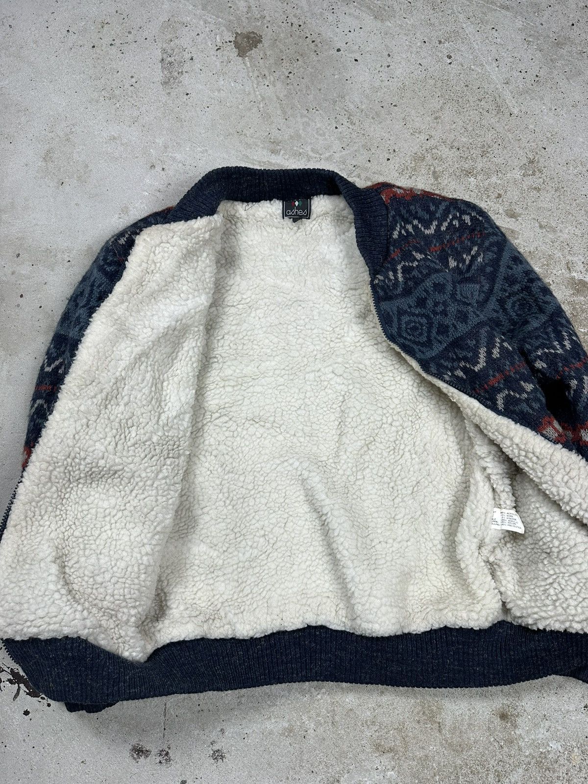 Japanese Brand × Vintage Vintage 90s Wool Abstract Geometric Bomber Jacket Sherpa Size US S / EU 44-46 / 1 - 9 Thumbnail