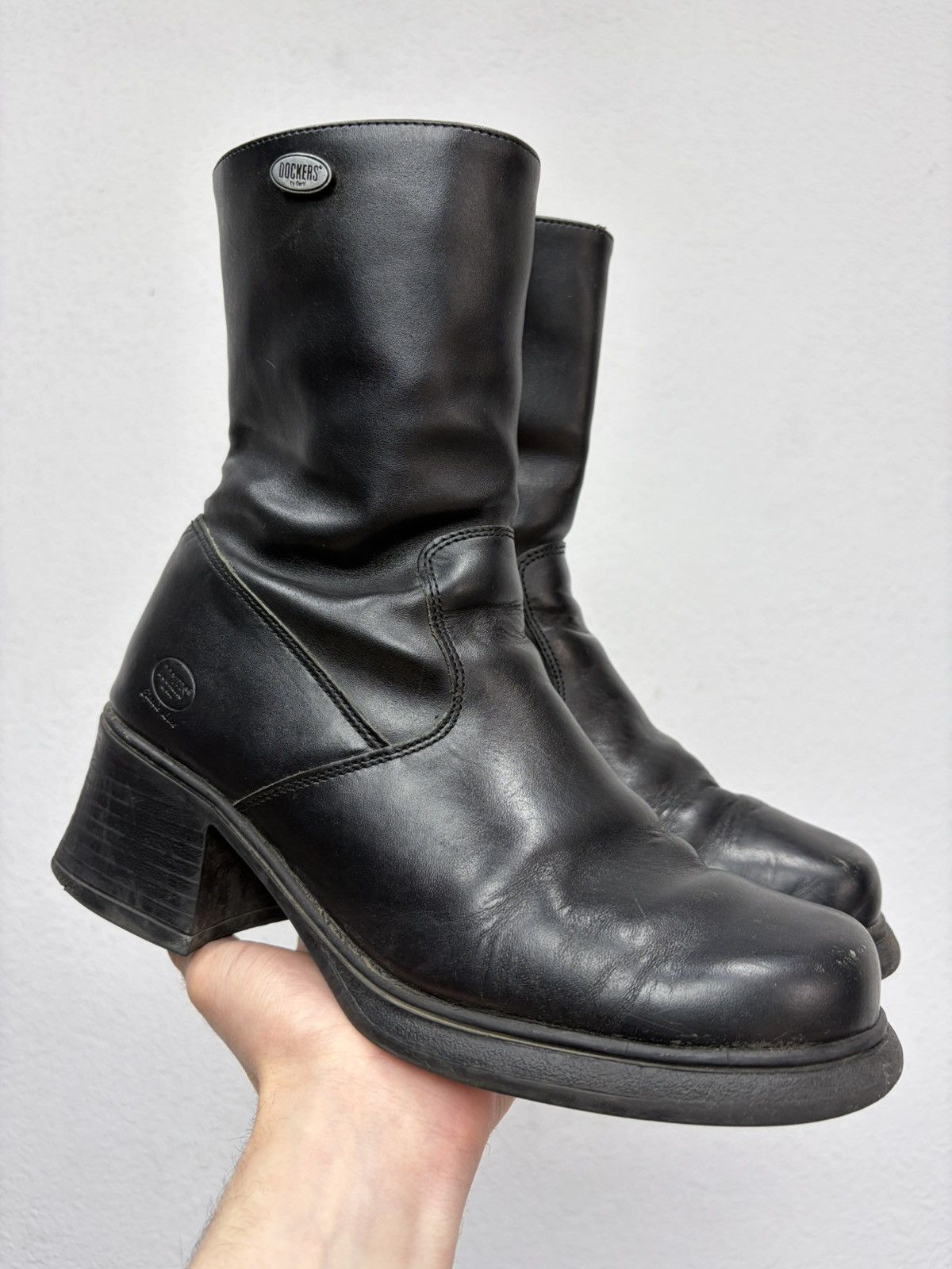 Hedi Slimane Vintage YSL Vibe Black Leather Heeled Biker Boots Grunge Y2K Size US 8 / EU 41 - 1 Thumbnail