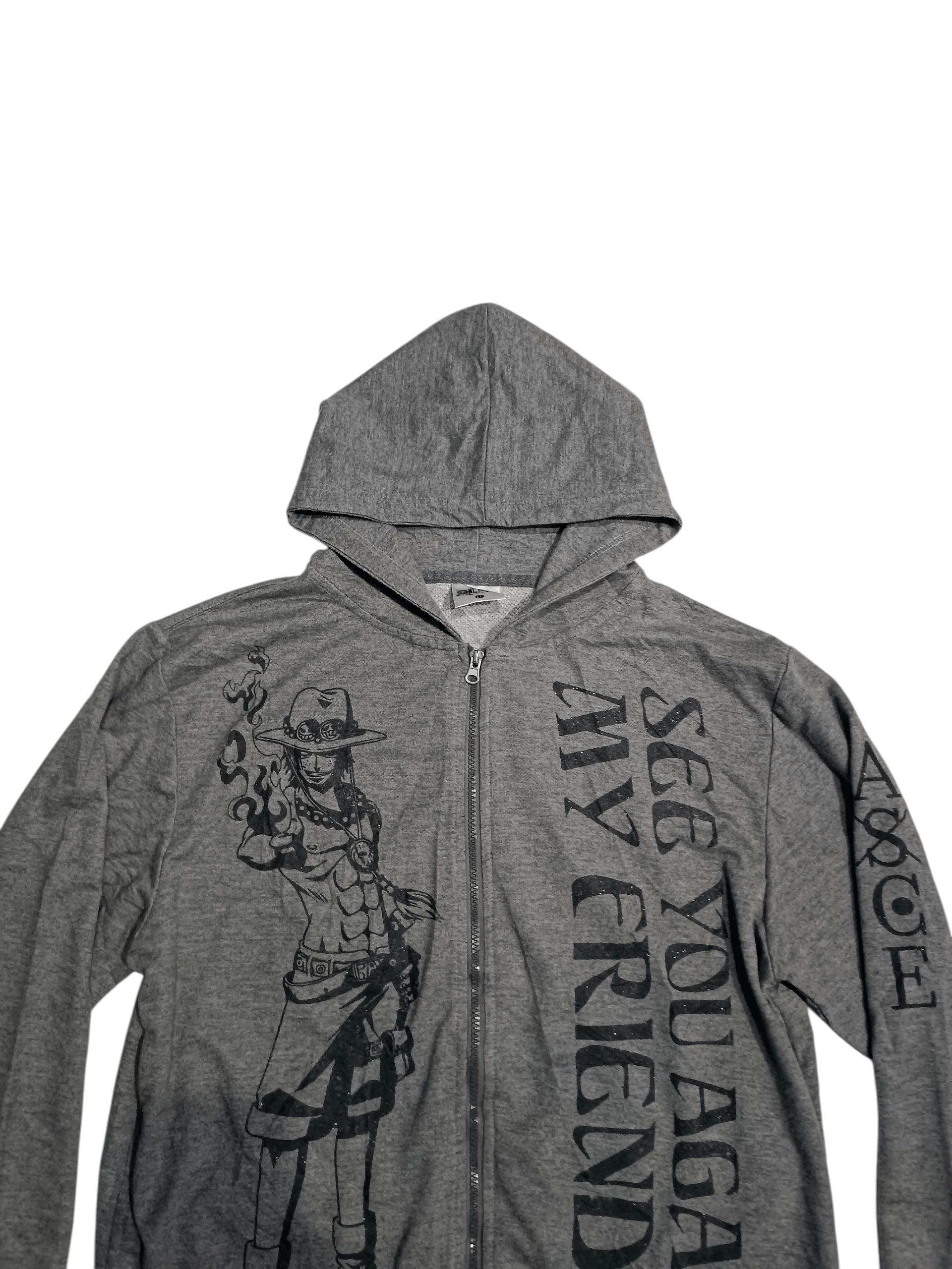 Anime × Japanese Brand × One Piece One Piece "Portgas D. Ace" Long Sleeve Hoodie Gray Size US XL / EU 56 / 4 - 3 Thumbnail