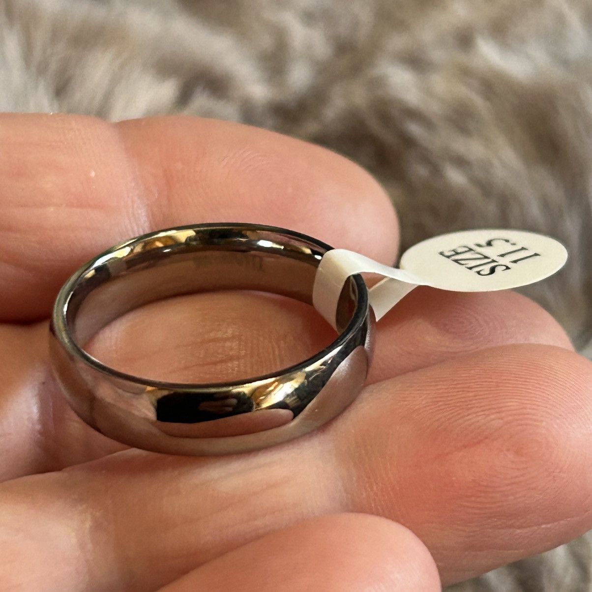 Jewelry Men’s 6mm polished Titanium band wedding ring NIB 11.5 Size ONE SIZE - 1 Thumbnail