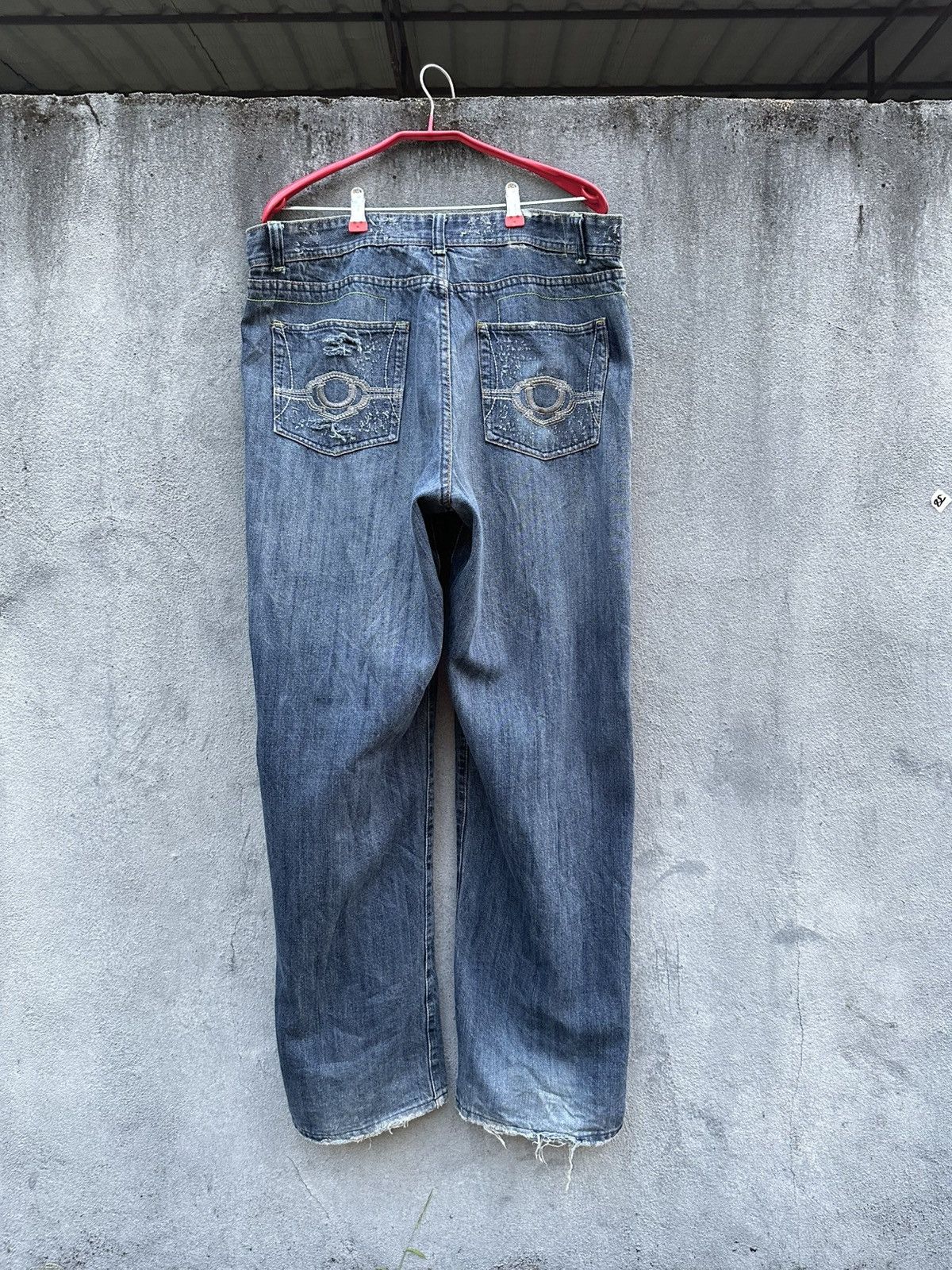 Indigo 👹Vintage Indigo Distressed Oversized Baggy Jeans Size US 36 / EU 52 - 3 Thumbnail