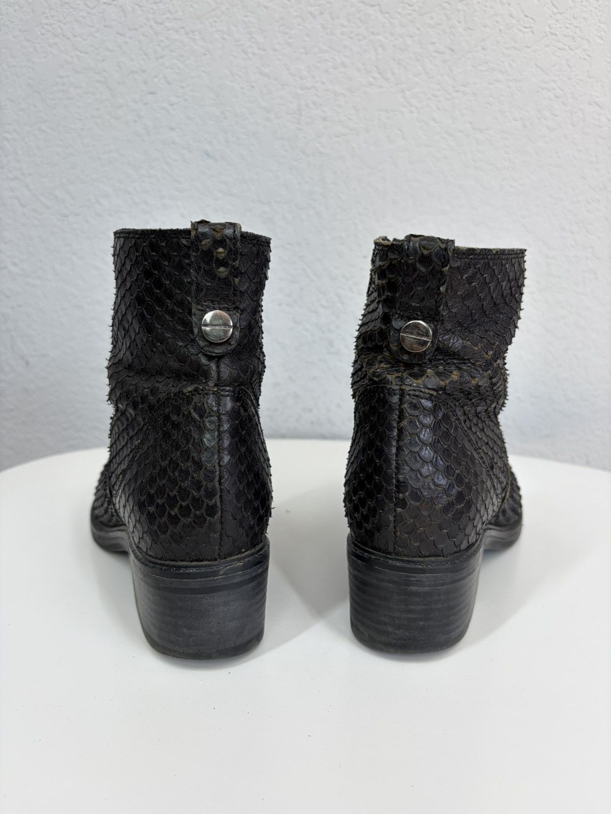 If Six Was Nine Vintage CCP Artisanal Python Skin Boots Rare Exotic Leather Size US 8 / IT 38 - 11 Thumbnail