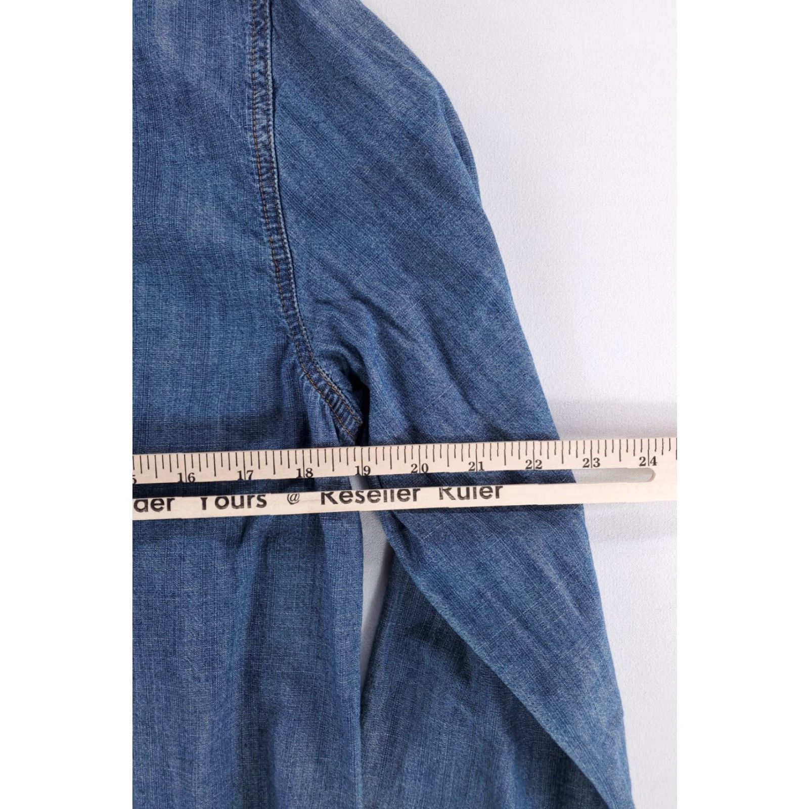 Levi's Levi's 1/4 Zip Hoodie Drawstring Long Sleeve Denim Chambray Mens S Blue Size US S / EU 44-46 / 1 - 7 Thumbnail