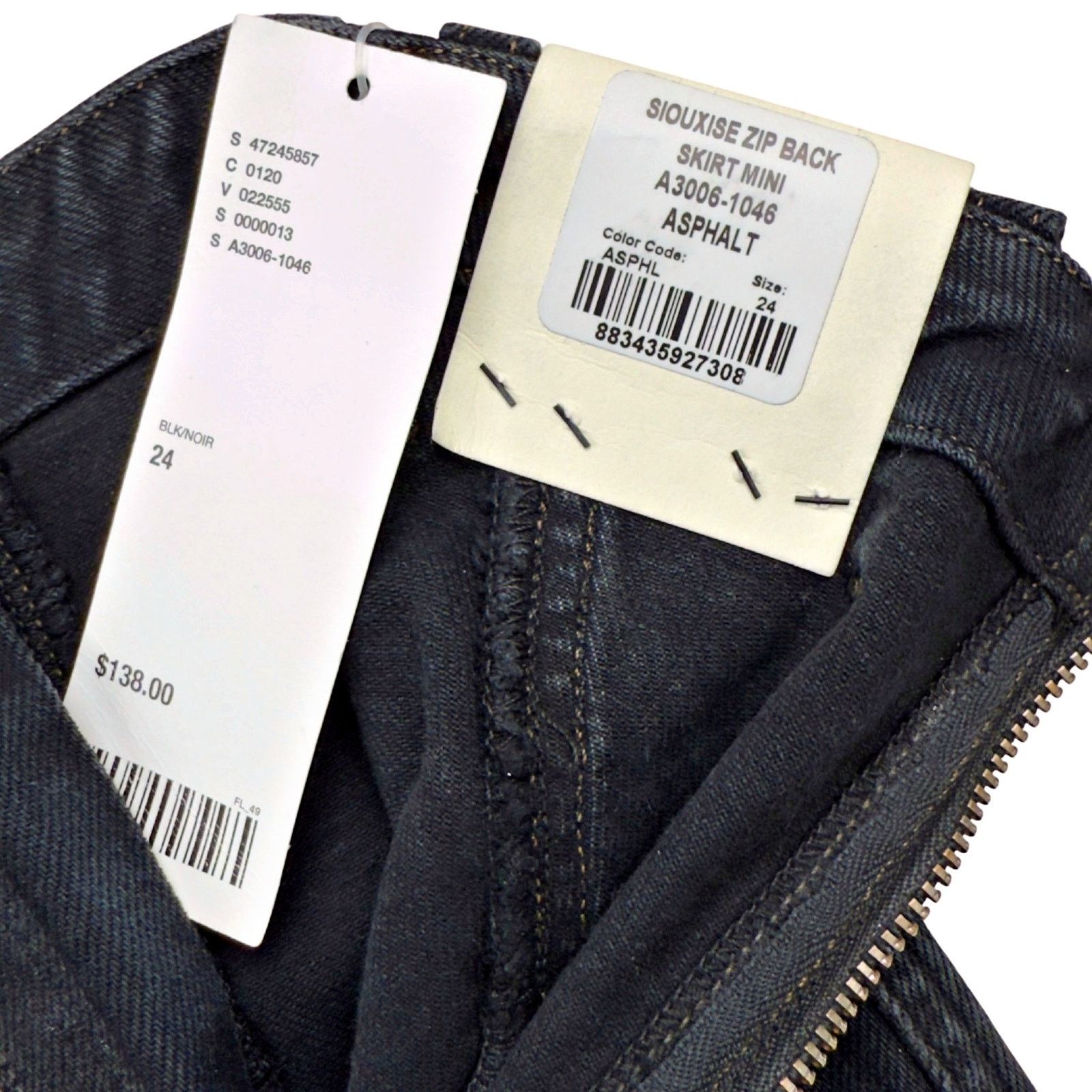 Agolde Agolde Siouxise Zip Back Asphalt Black Denim Mini Skirt NWT Size 24" / US 00 / IT 34 - 7 Thumbnail
