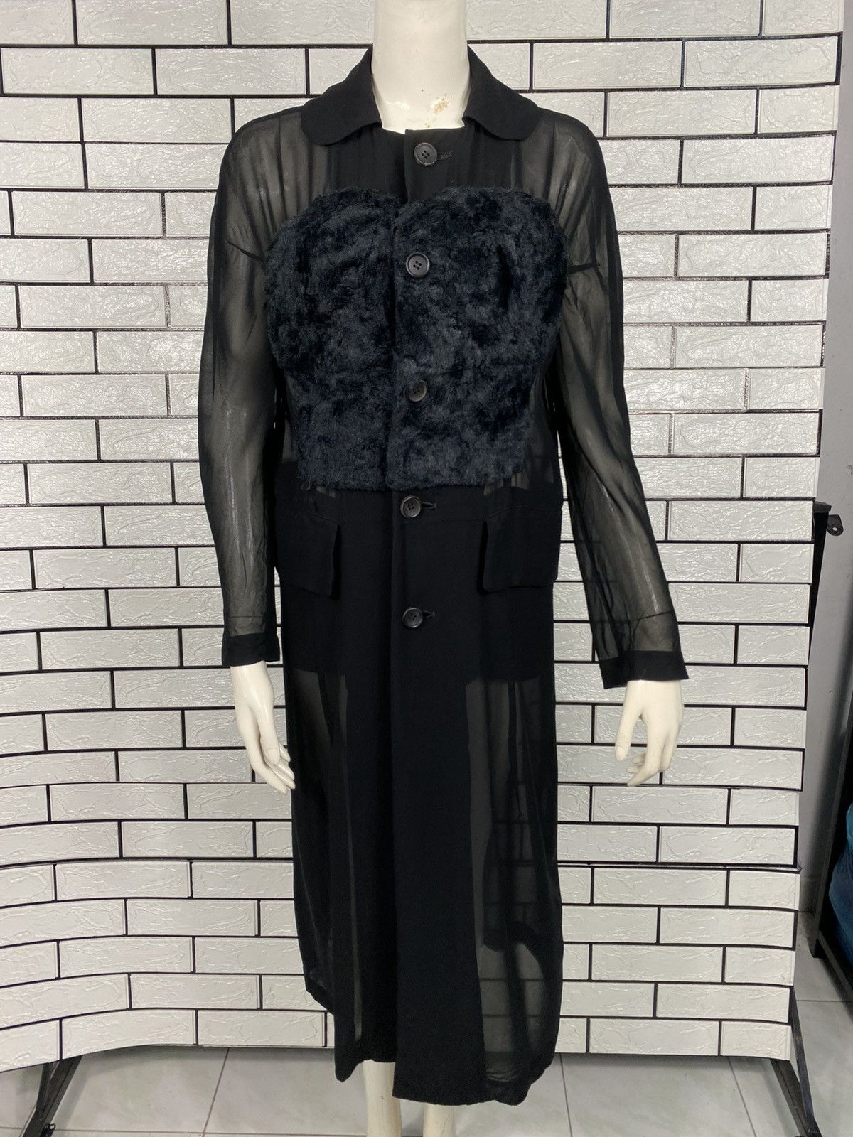 Comme des Garcons 🔥AD2015 COMME DES GARCONS SHEER DRAPED DUSTER DRESS RUNWAY Size XS / US 0-2 / IT 36-38 - 1 Thumbnail
