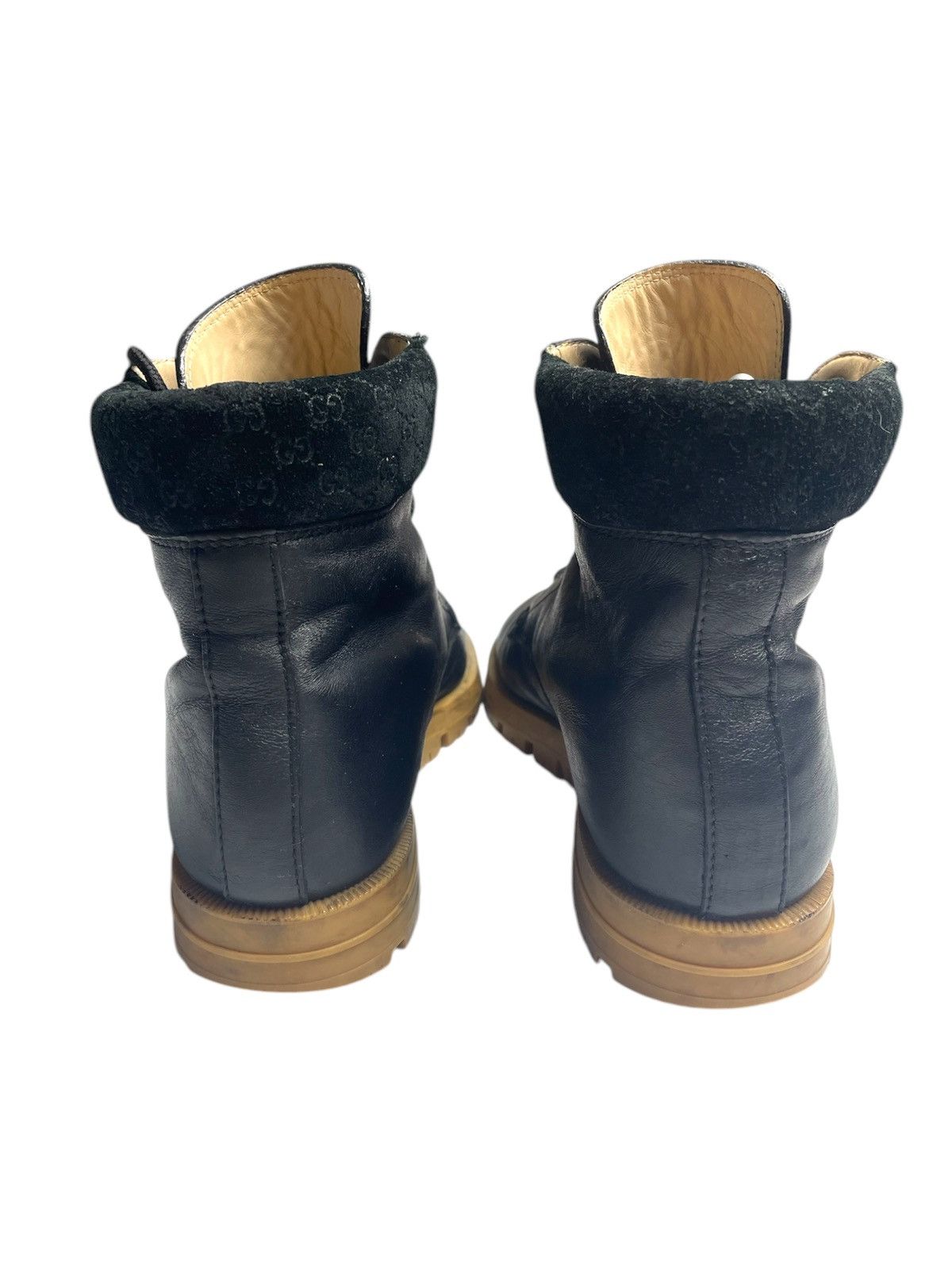 Designer × Gucci GUCCI lace up leather black boots monogram 39 Size US 8 / IT 38 - 7 Thumbnail