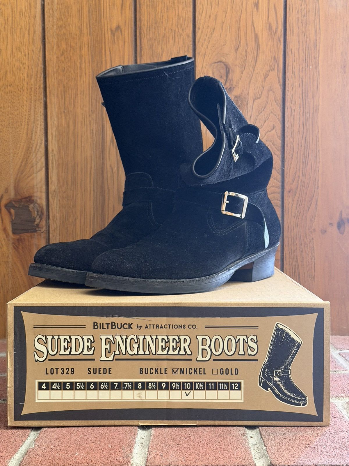 ATTRACTIONS Bilt Buck Lot.329 Suede Engineer Boots Size US 10 / EU 43 - 1 Thumbnail