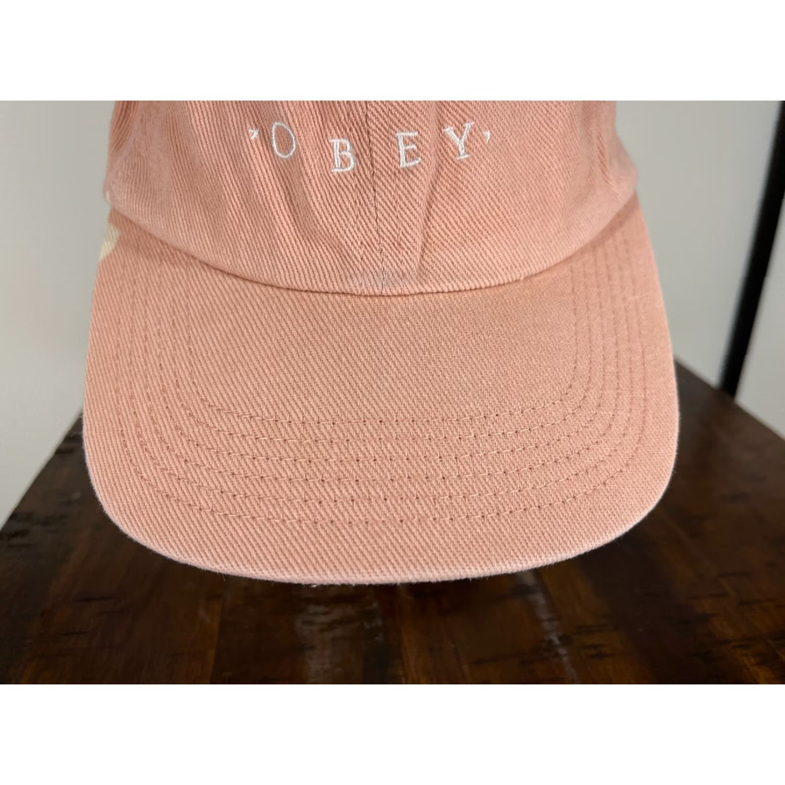 Obey OBEY Hat Cap One Size Pink Cotton Twill Adjustable Surf Beach Logo Strap Back Women Baseball Cap 90s Aloha Beach Accessories Mens Girls Size ONE SIZE - 4 Thumbnail