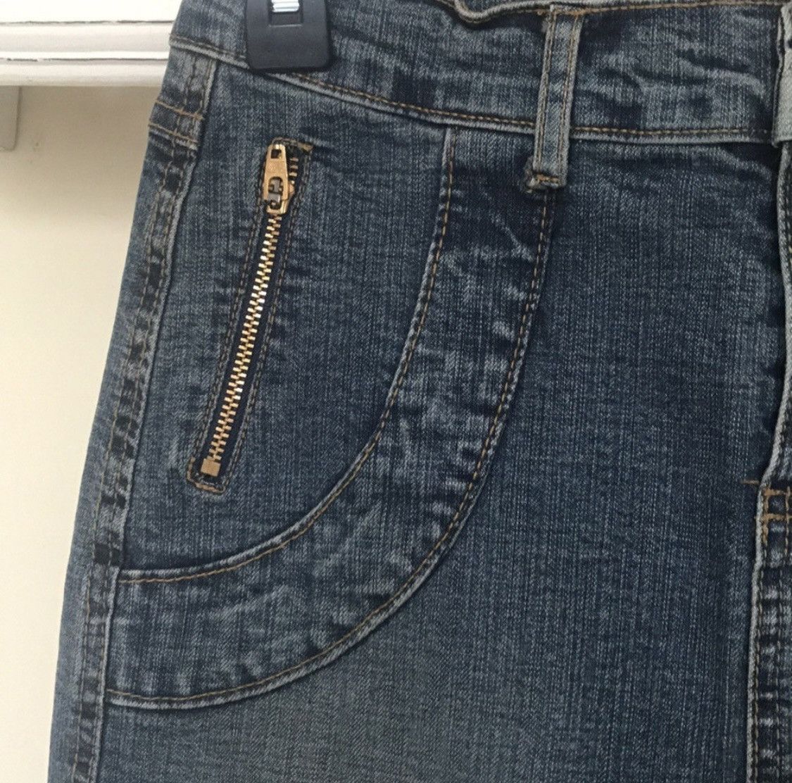 Other LVLX FRONT SLIT HIGH WAIST DENIM JEAN SKIRT ZIPPER POCKETS Size 26" / US 2 / IT 38 - 3 Thumbnail