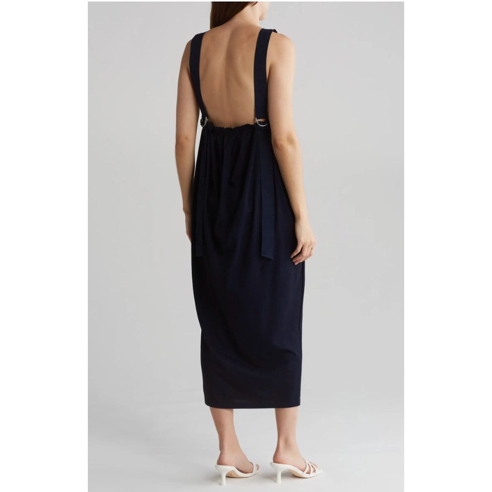 AG Adriano Goldschmied AG Adriano Goldschmied Cotton Midi Open Back Navy Dress Size S / US 4 / IT 40 - 9 Thumbnail