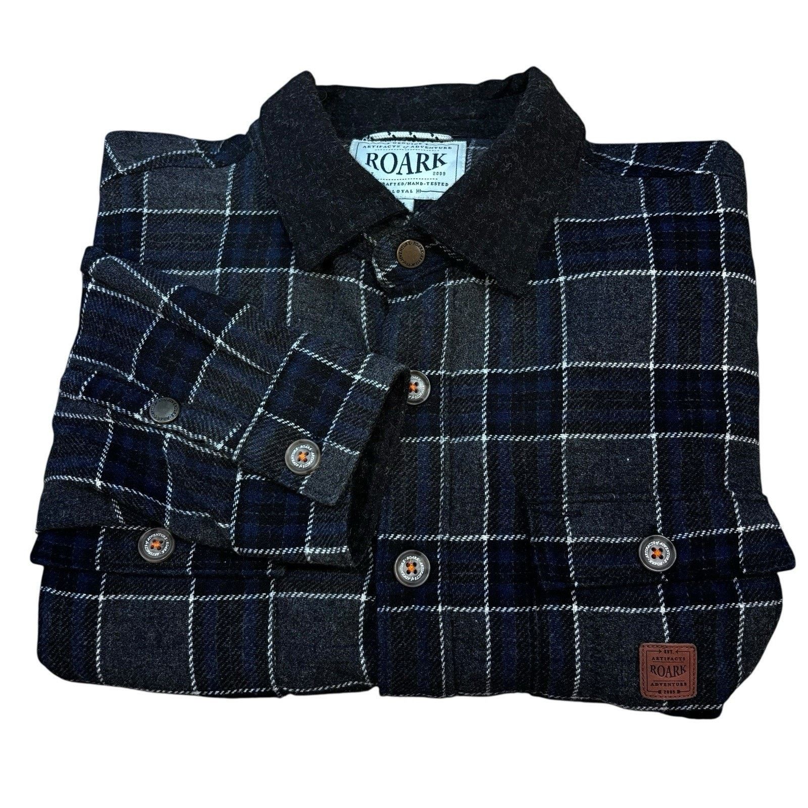 Roark ROARK Nordsman Gray Black Plaid Check Button Up Men's Medium Size US M / EU 48-50 / 2 - 4 Thumbnail