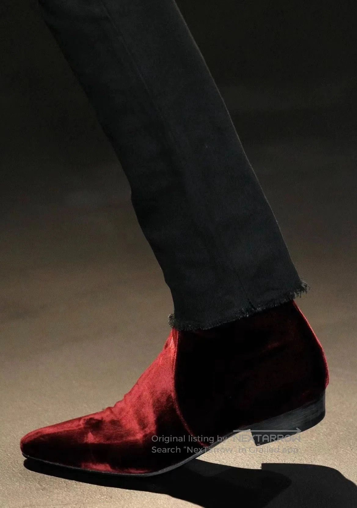 Saint Laurent Paris Red Velvet Ankle Boots Size 8. Size US 8 / EU 41 - 5 Thumbnail