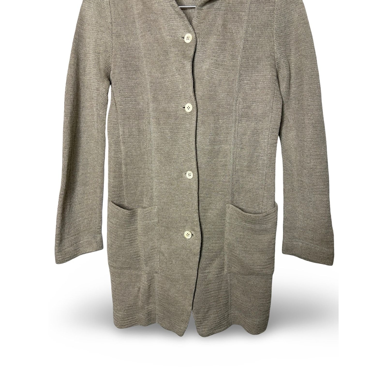 Issey Miyake Issey Miyake HaaT Heart linen beige knit cardigan jacket Size S / US 4 / IT 40 - 2 Thumbnail