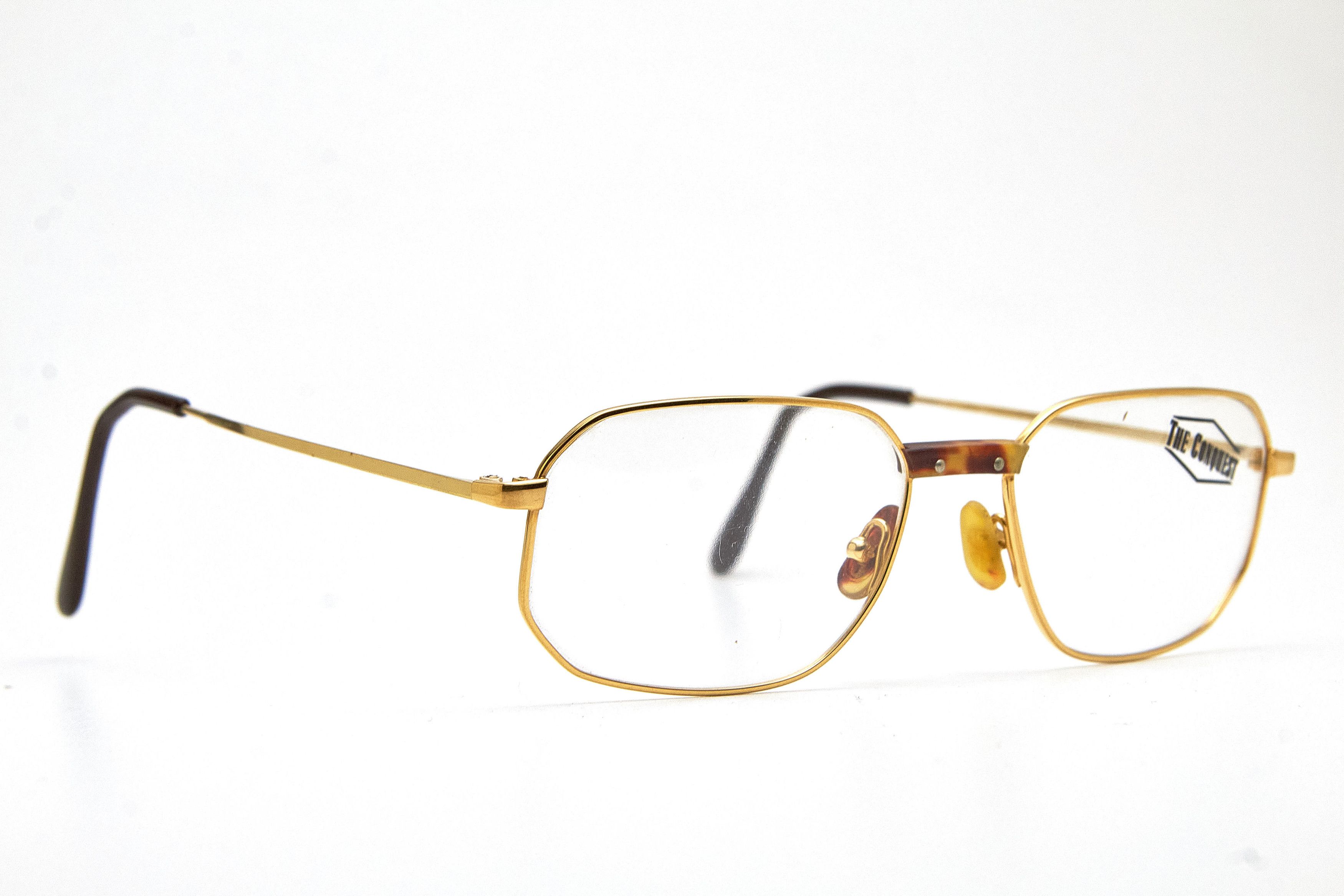Vintage Old Money CONQUEST Gold Tortoise Rectangular Quiet Lux Specs Size ONE SIZE - 4 Thumbnail