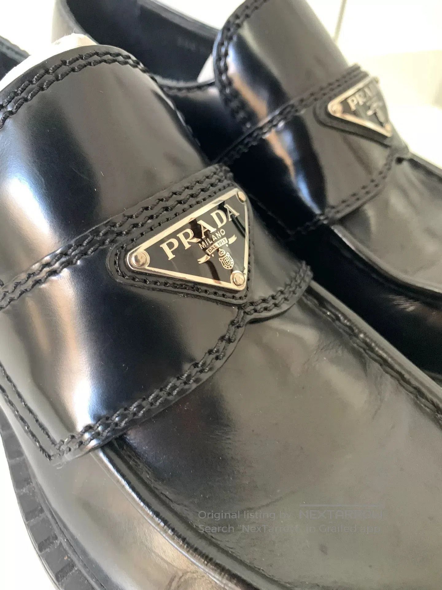 Prada Prada Metal Triangle Logo Loafers. Size US 6 / EU 39 - 8 Thumbnail