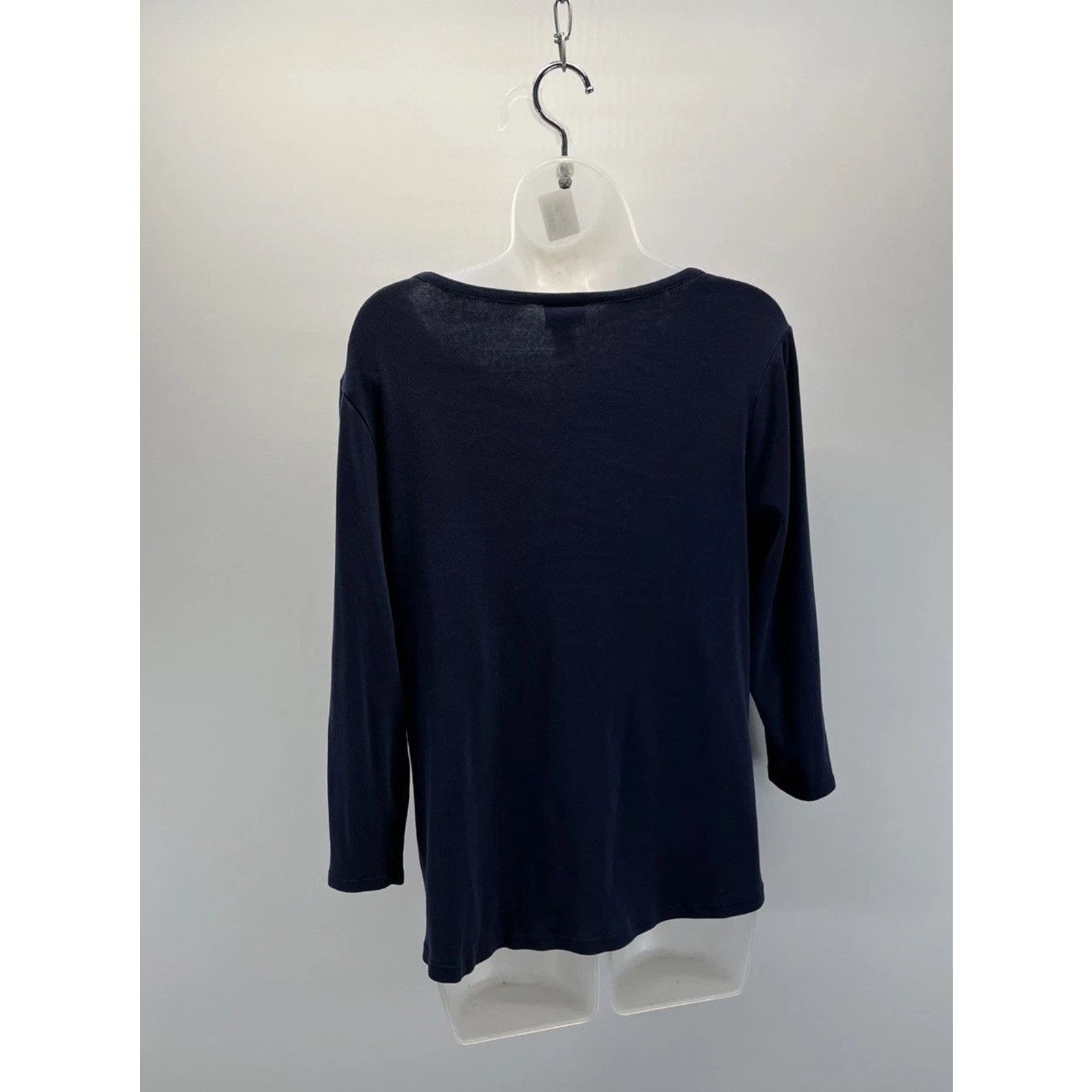 Chicos Chico's 3 Navy Blue VNeck 3/4 Sleeve Tunic Top Size 1 M Size M / US 6-8 / IT 42-44 - 4 Thumbnail