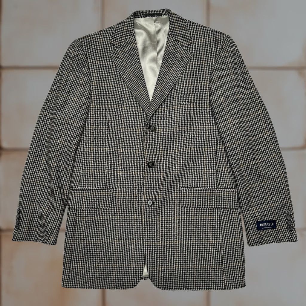 Austin Reed VTG Austin Reed Blazer Sport Coat 3 Piece Houndstooth Tweed USA 38R Mens Gray Jacket Coat Blazer Regular Fit Size 38R - 1 Thumbnail