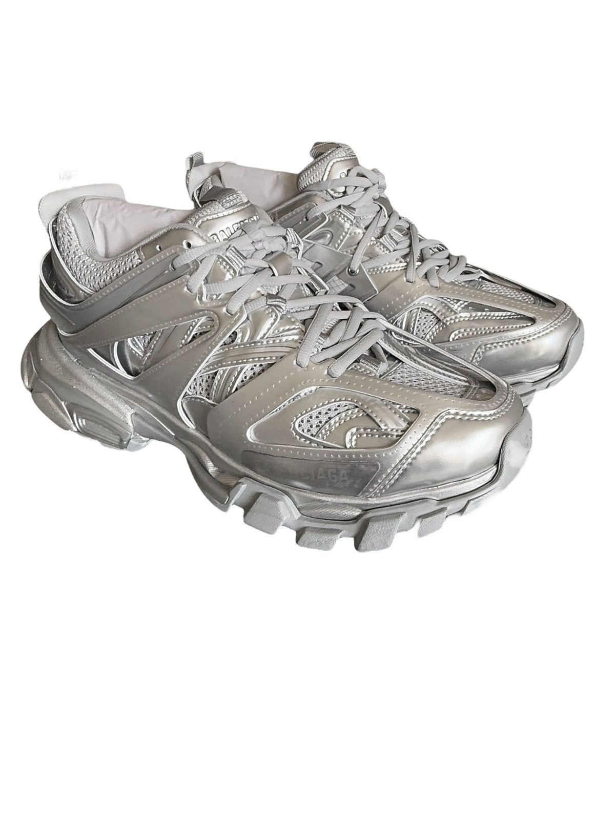 Balenciaga Silver Metallic Track Sneaker Runner Size US 7 / EU 40 - 2 Thumbnail