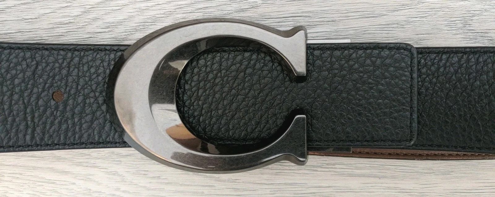 Coach Coach Men's Reversible Belt Plaque Black/Brown Leather Size 36 - 3 Thumbnail