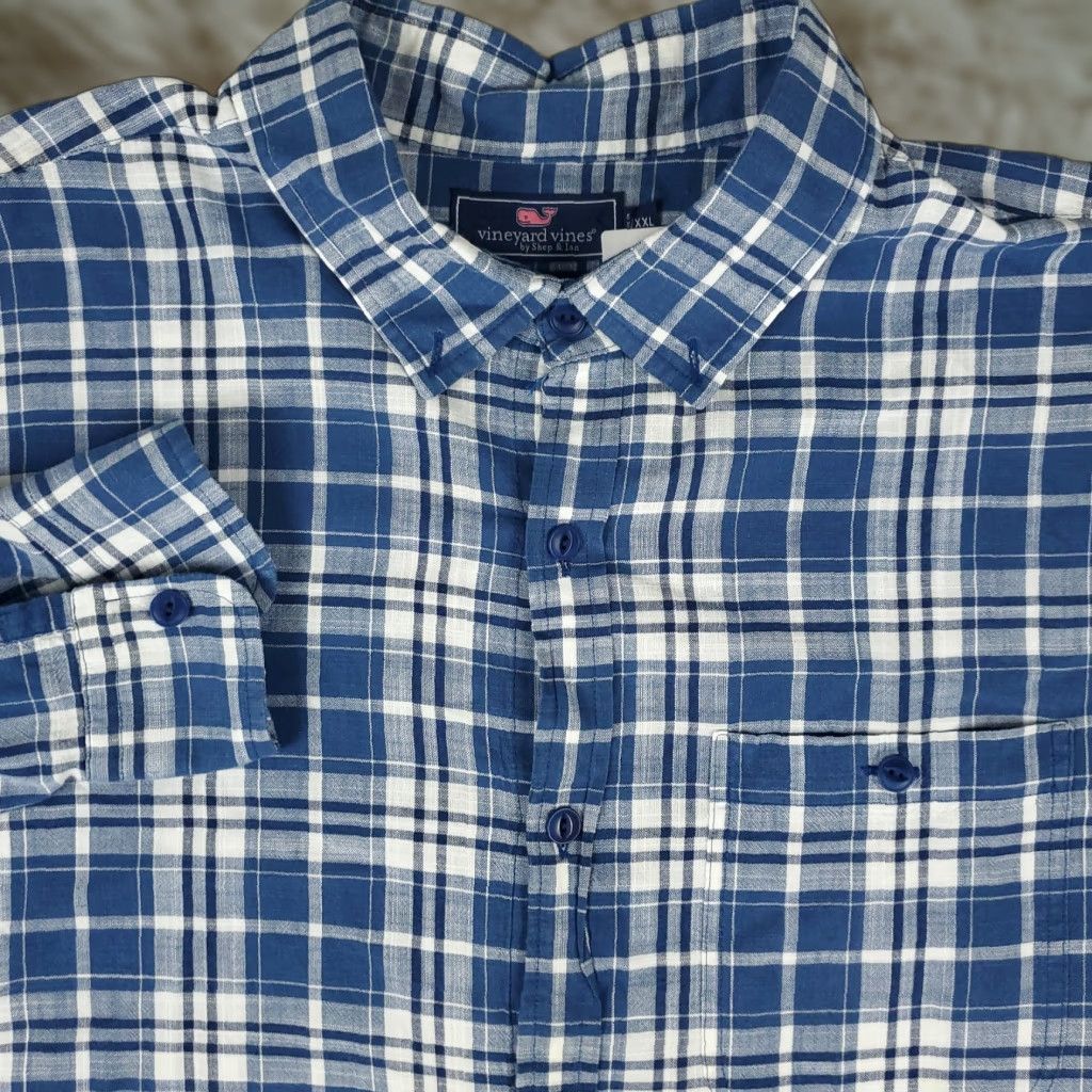 Vineyard Vines Vineyard Vines Shirt 2XL Mens Blue Plaid Long Sleeve Button-Up Cotton Classic Preppy Size US XXL / EU 58 / 5 - 1 Thumbnail