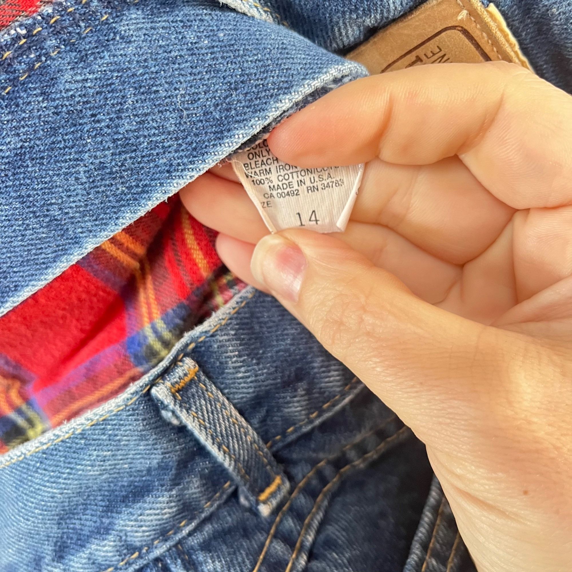 L.L. Bean L.L. Bean Vintage Women's Plaid Flannel Lined Straight Jeans Size 28" / US 6 / IT 42 - 4 Thumbnail