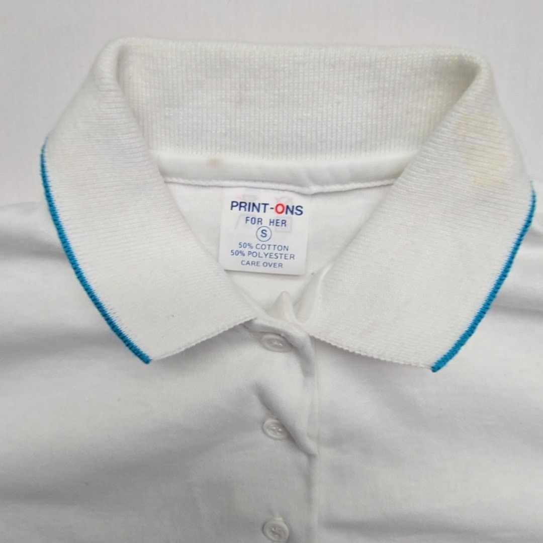 Vintage Vintage Polo Print-Ons White Blue Trim Womens S Shirt 80s Size S / US 4 / IT 40 - 4 Thumbnail