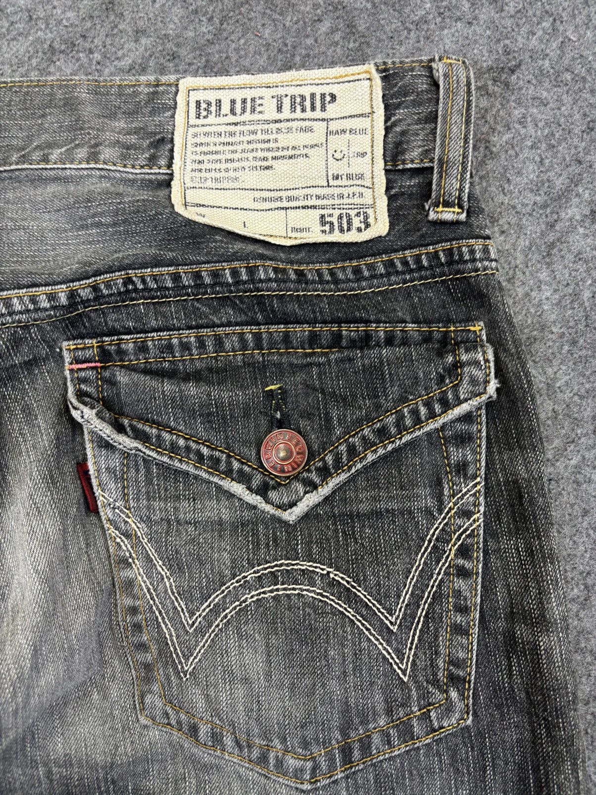 Edwin Edwin Black Wash Raw Fades Straight Denim K32 Size US 35 - 10 Thumbnail