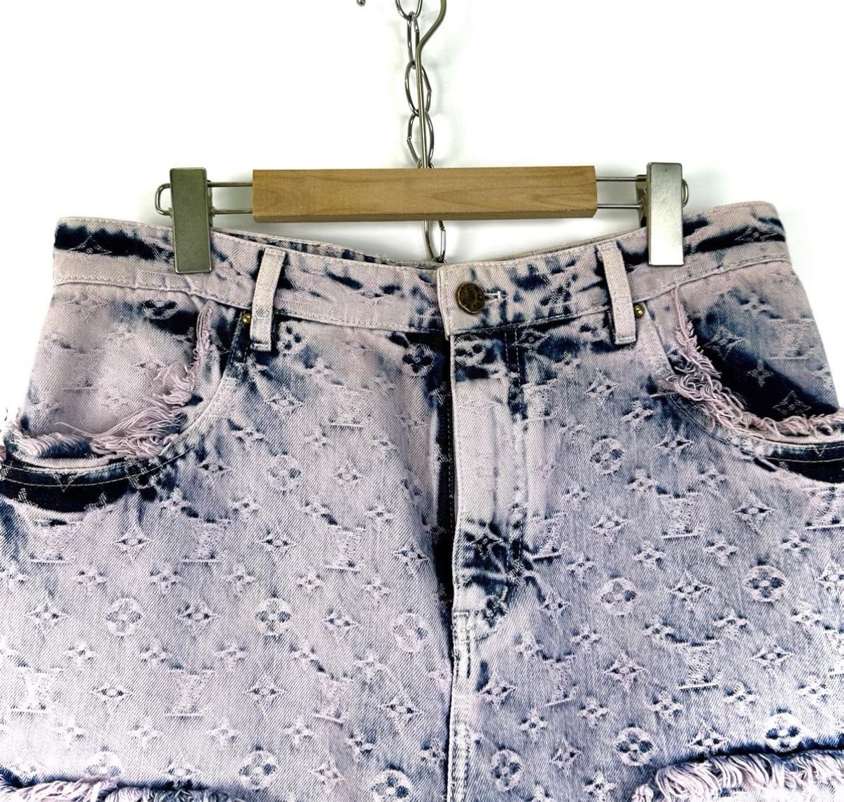 Louis Vuitton Louis Vuitton Multi-Pocket Fringe Distressed Jeans K12 Size 33" - 3 Thumbnail