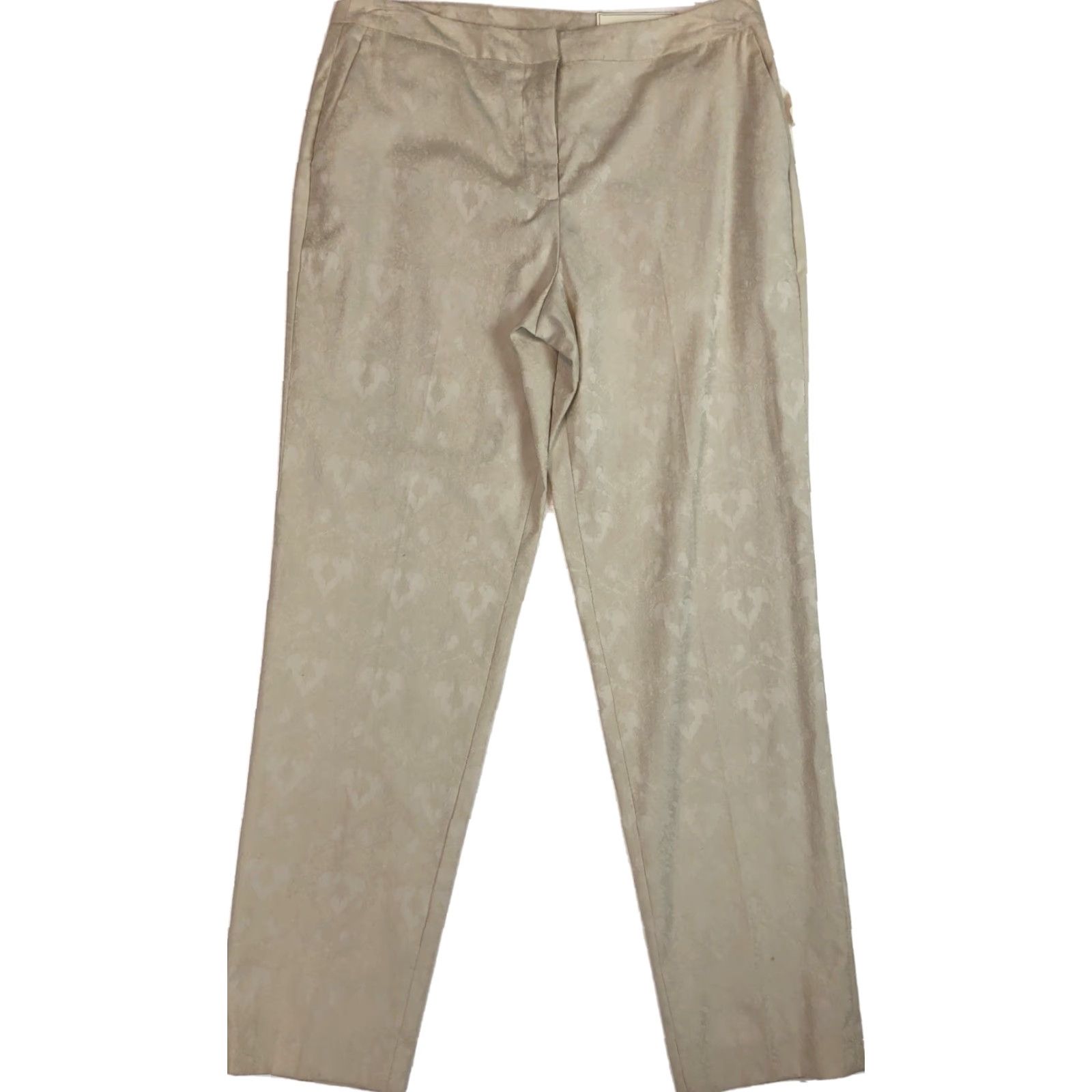 Vintage NWT Cato Slacks Pants 10 Tan Scroll Print LowRise Slim Leg Waist 34 Inseam 30” Size 32" / US 10 / IT 46 - 2 Thumbnail
