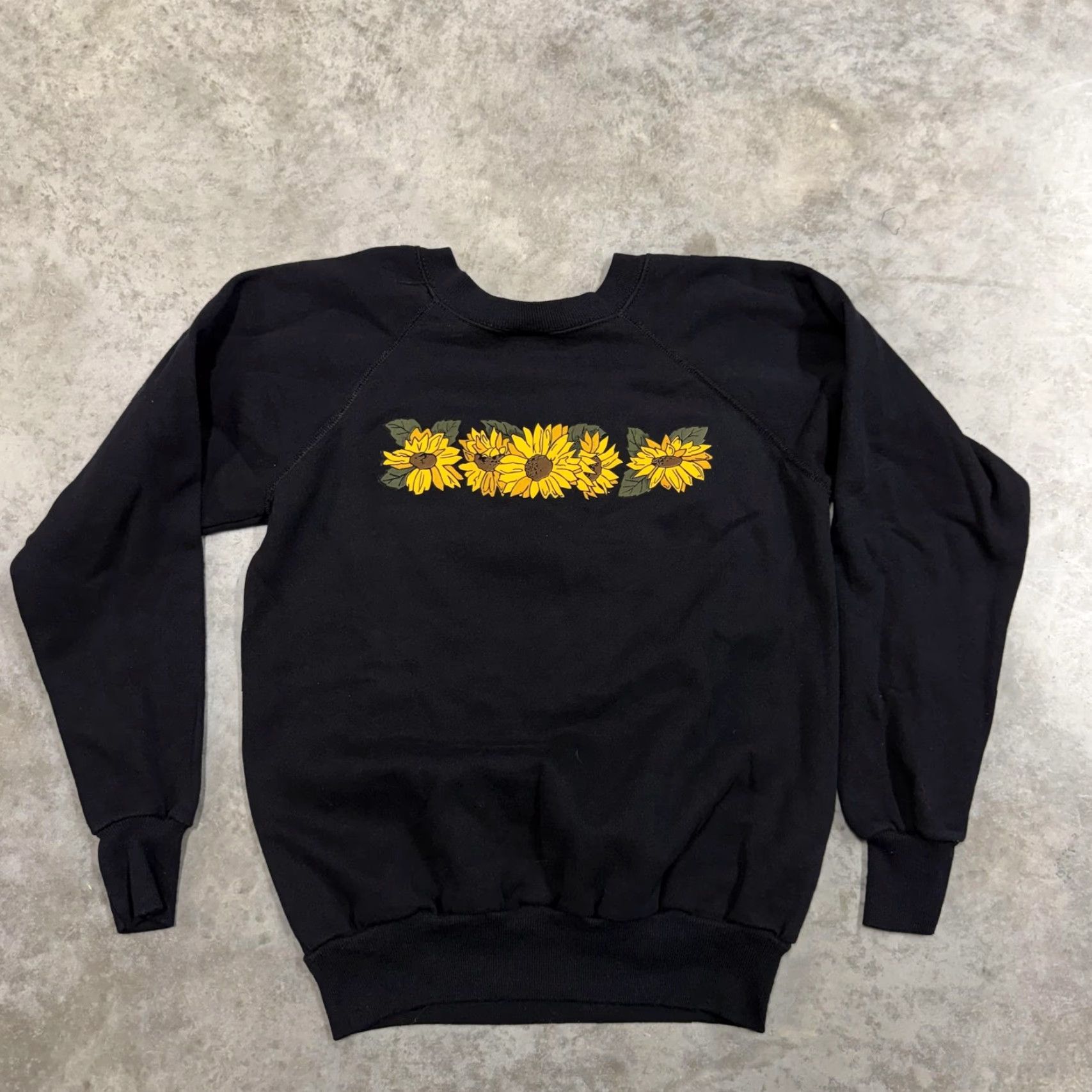 Sunflower VINTAGE Pannill Sweatshirt Womens M Black Sunflower Graphic USA 80s Size M / US 6-8 / IT 42-44 - 3 Thumbnail